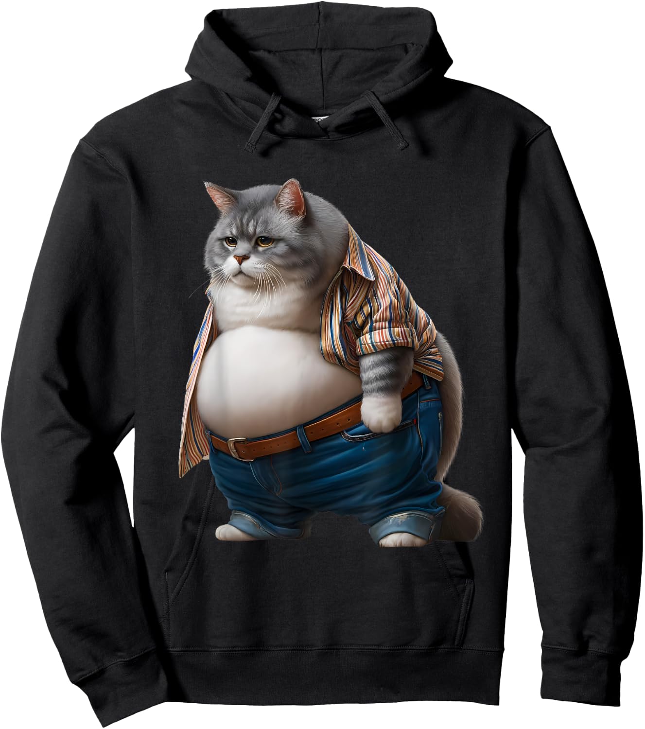 Funny Fat Cat Graphic Fat Kitten Design Chubby Cat Lover Hoodie - Hoodie | Black
