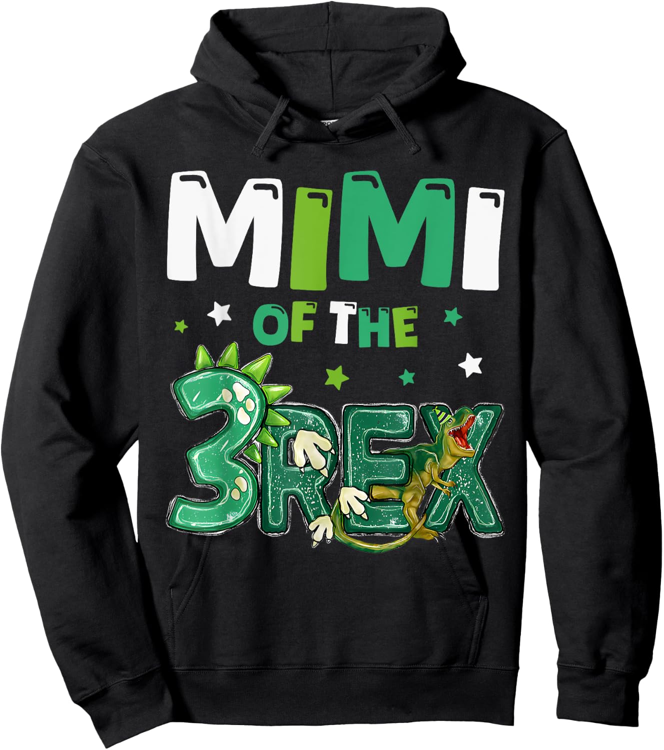 Mimi of the Three Rex Birthday Dinosaur Family Matching Hoodie - Hoodie | Black