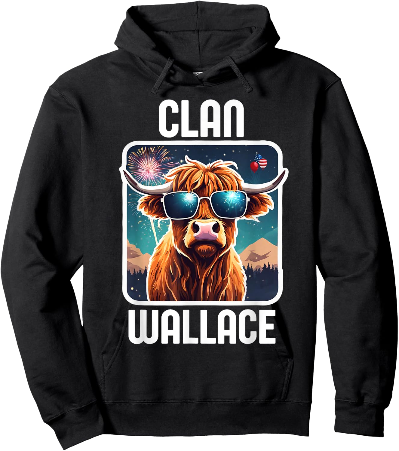 Wallace Clan 4th July Scottish Family Name USA Party Hoodie - Hoodie | Black