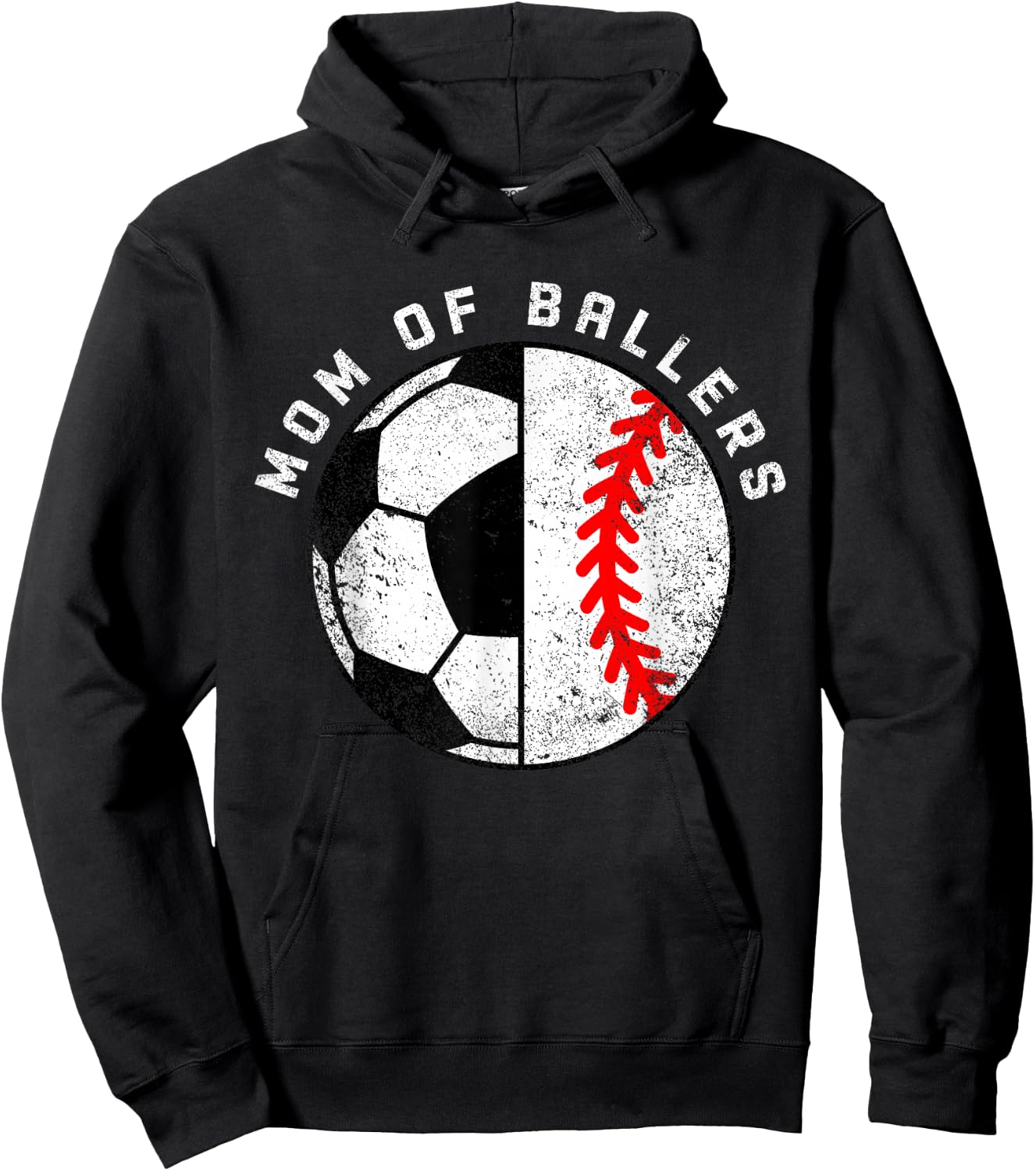 Mom Of Ballers Funny Soccer Baseball Mom Hoodie - Hoodie | Black