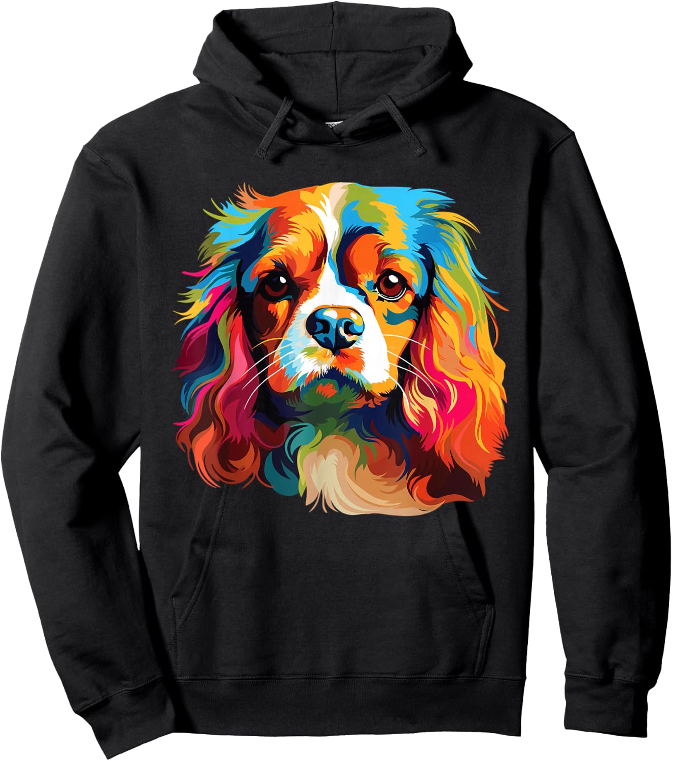Watercolor Colorful Cavalier King Charles Spaniel Dog Hoodie - Hoodie | Black