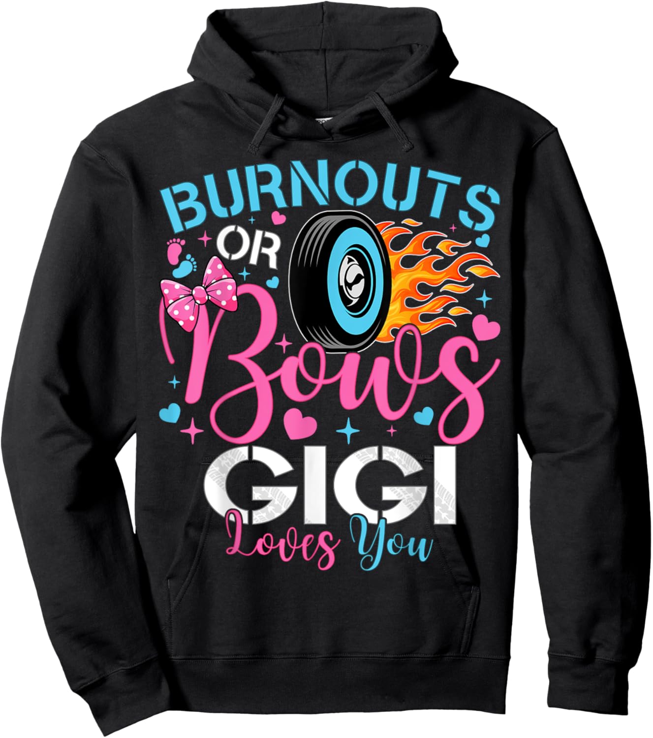 Burnouts or Bows Gigi Loves You Baby Gender Reveal Party Hoodie - Hoodie | Black