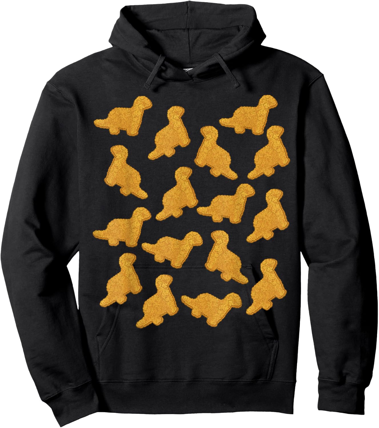 Dino Chicken Nugget Pattern T-Rex Dinosaur Nugget Hoodie - Hoodie | Black