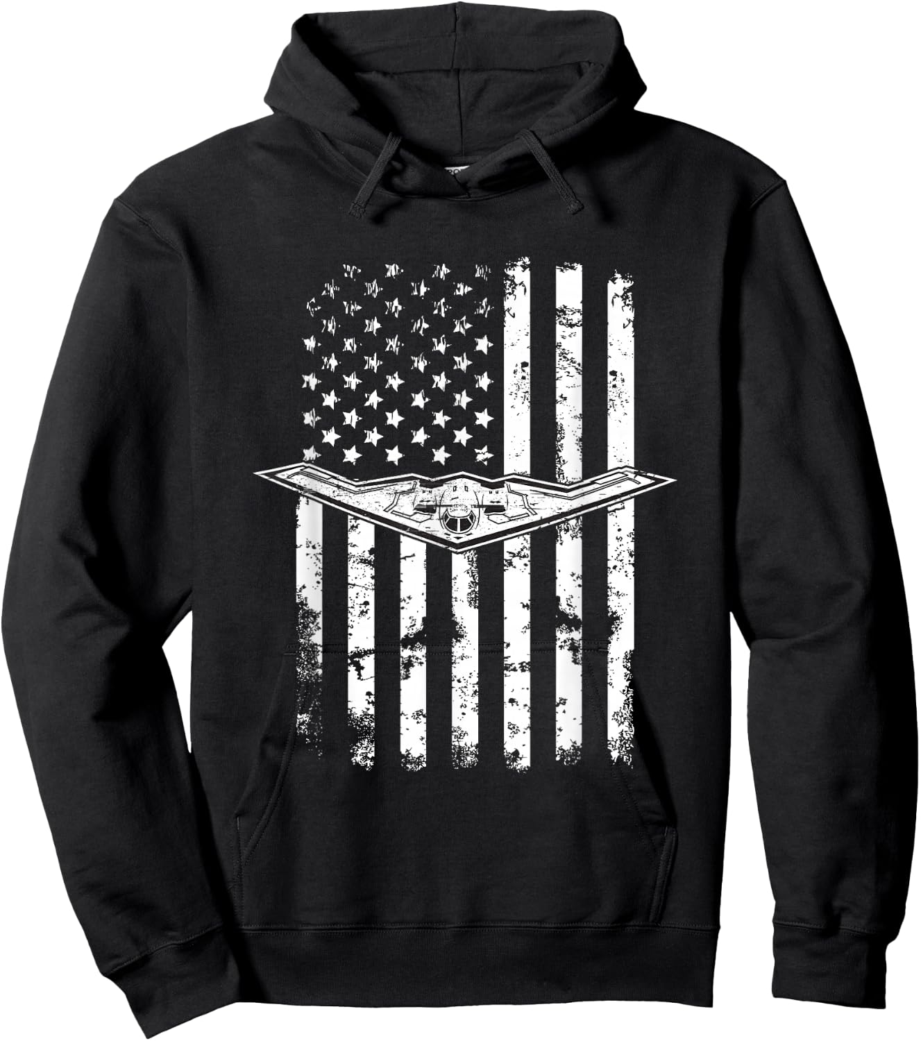 B-2 Stealth Bomber Military Airplane American Flag Hoodie - Hoodie | Black
