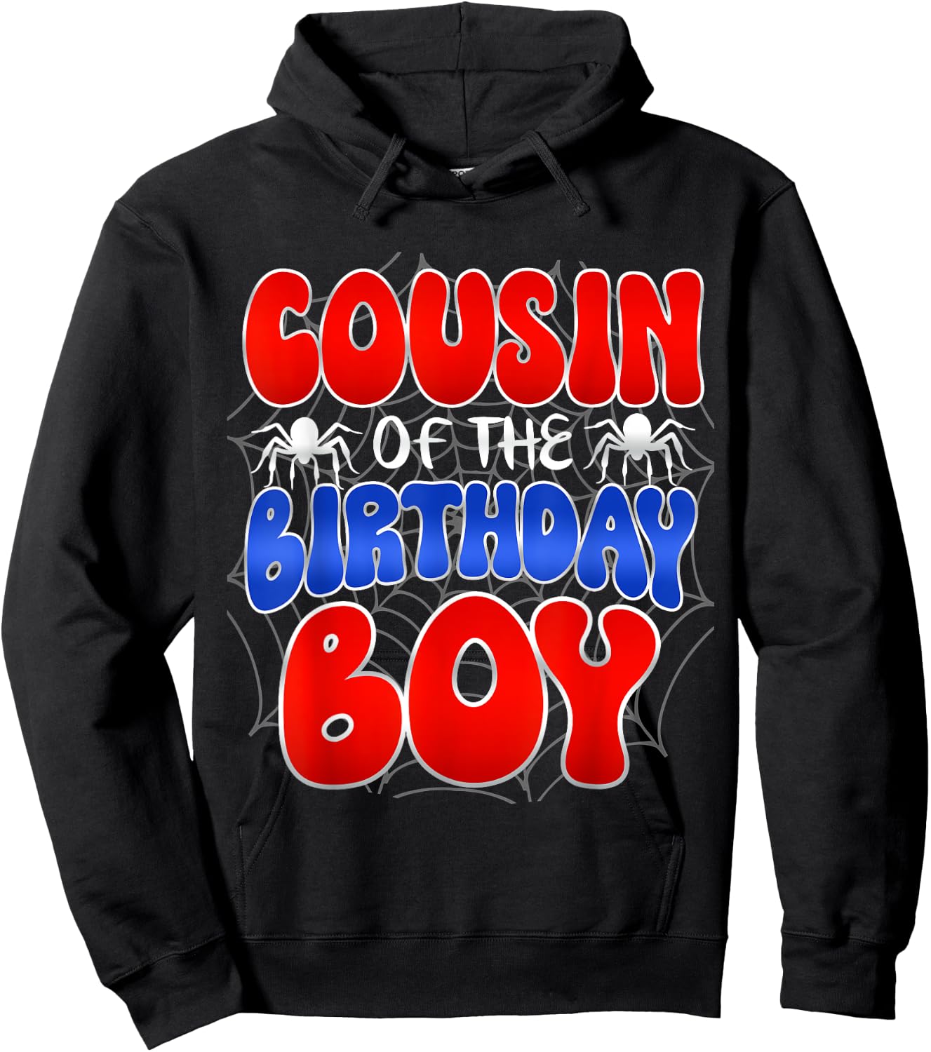 Cousin of the Birthday Boy Costume Spider Web Birthday Party Hoodie - Hoodie | Black