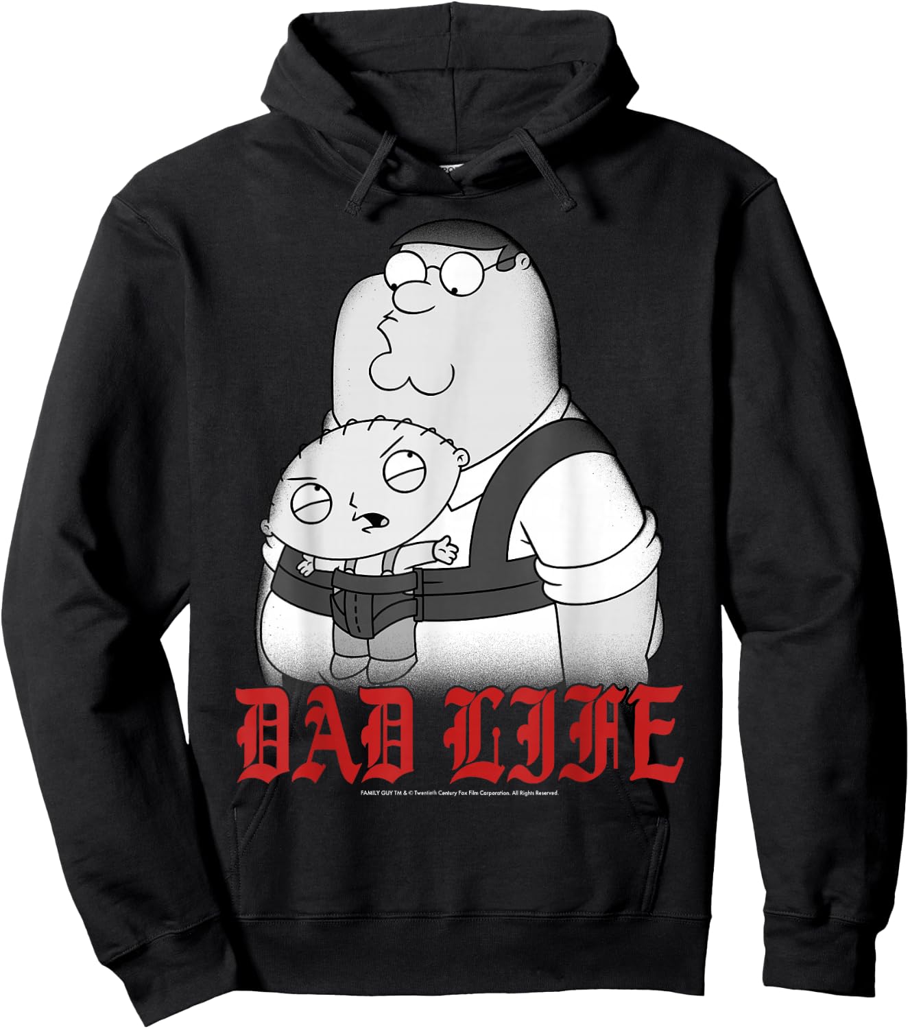 Family Guy Peter Stewie Dad Life Distressed Big Chest Logo Hoodie - Hoodie | Black