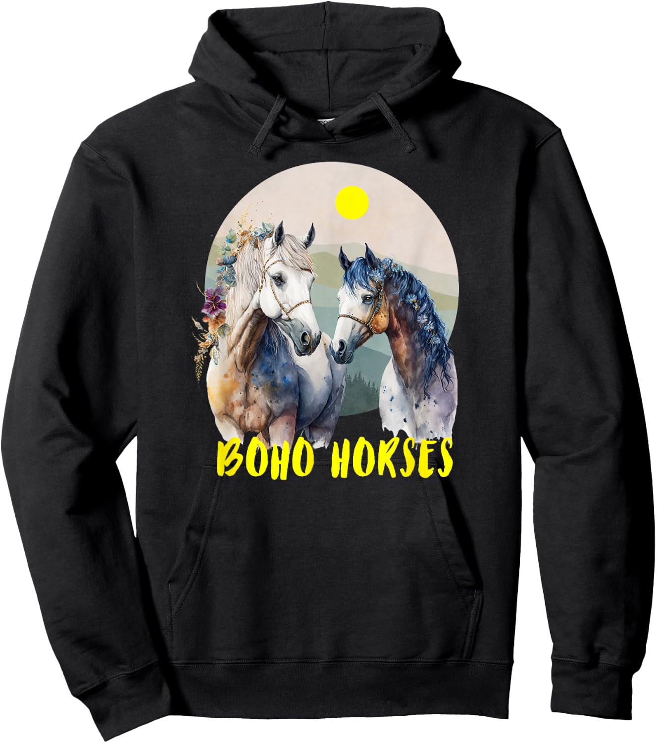 BoHo Horses Hoodie - Hoodie | Black