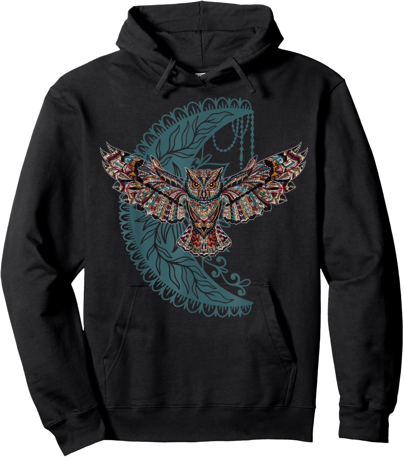 Native American Moon Dreamcatcher Owl Tribal Illustration Hoodie - Hoodie | Black