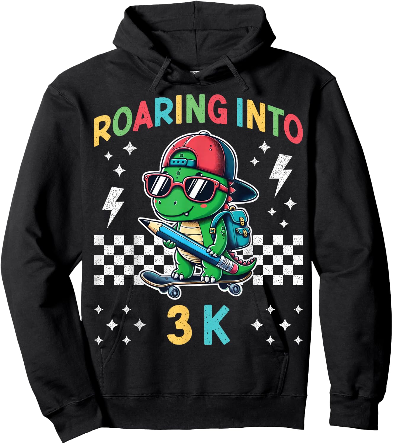 Roaring Into 3K Dinosaur First Day of K3 Kid Im Ready for 3K Hoodie - Hoodie | Black