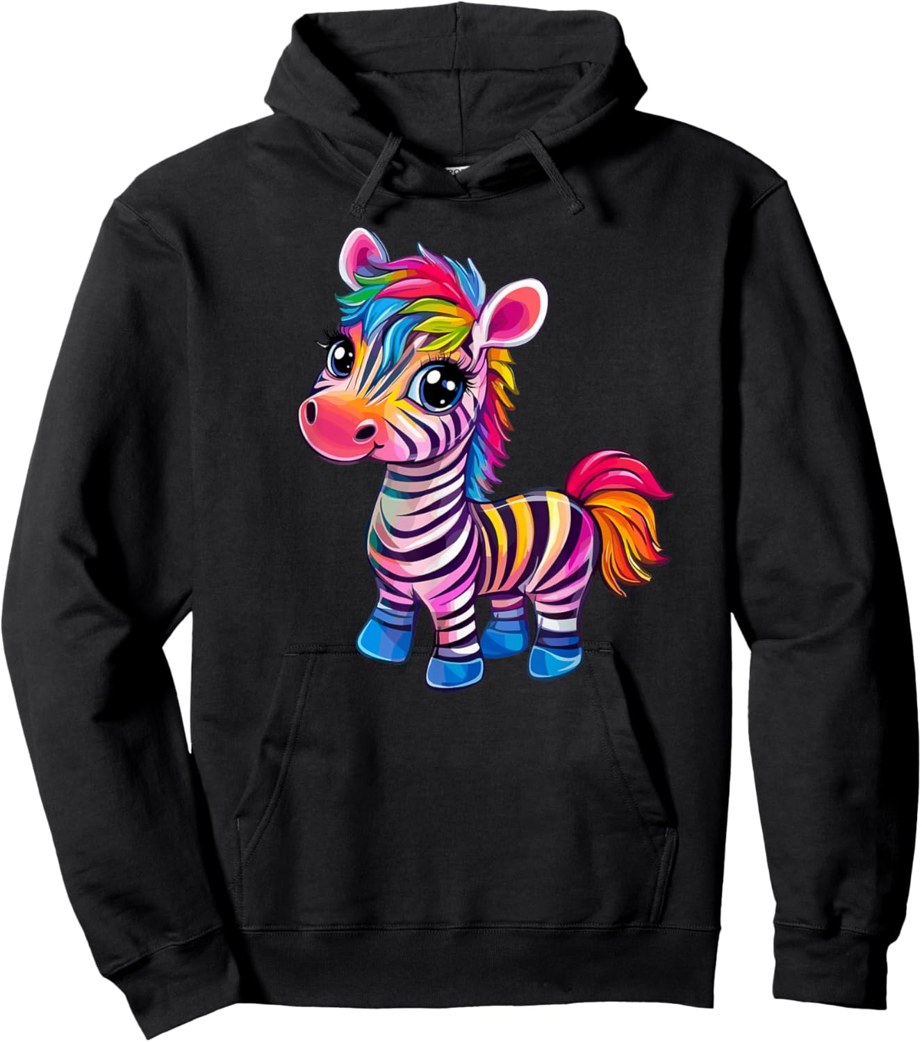 Colorful Rainbow Zebra Animal Art Hoodie - Hoodie | Black