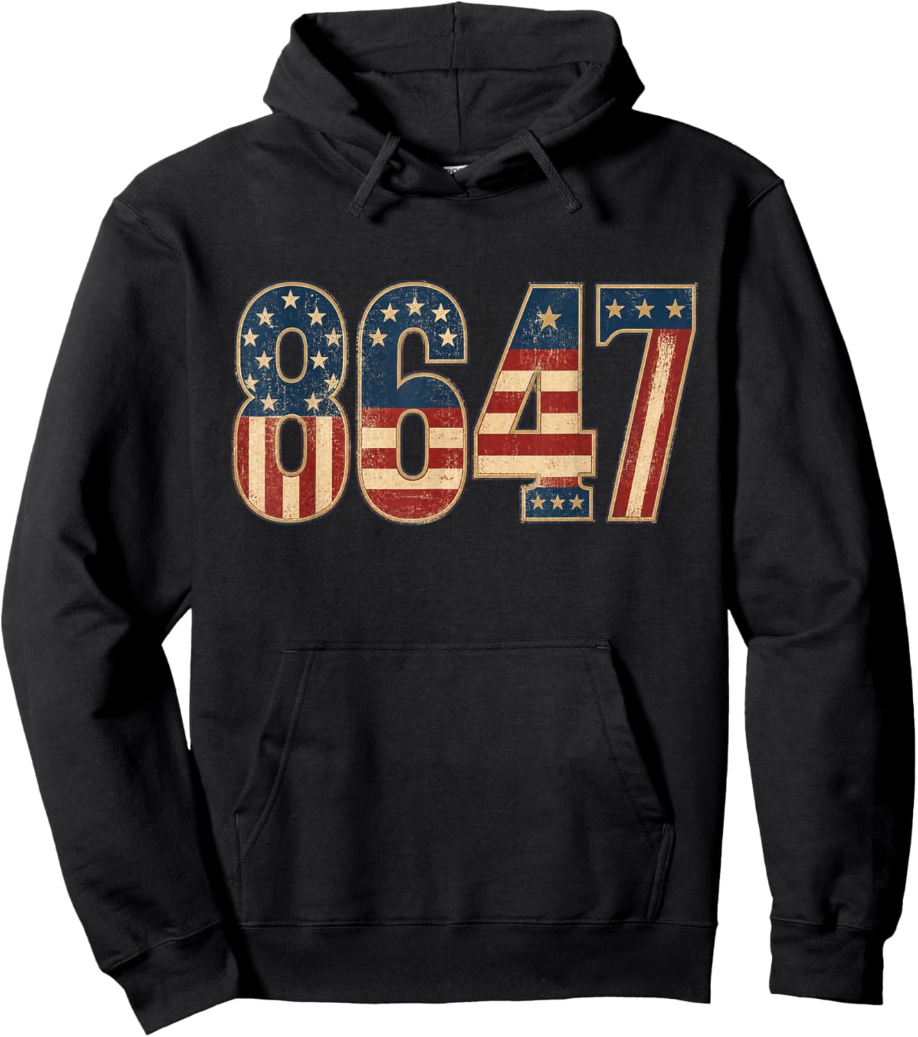 86 47 Vintage Patriotic Number Graphic Design Hoodie - Hoodie | Black