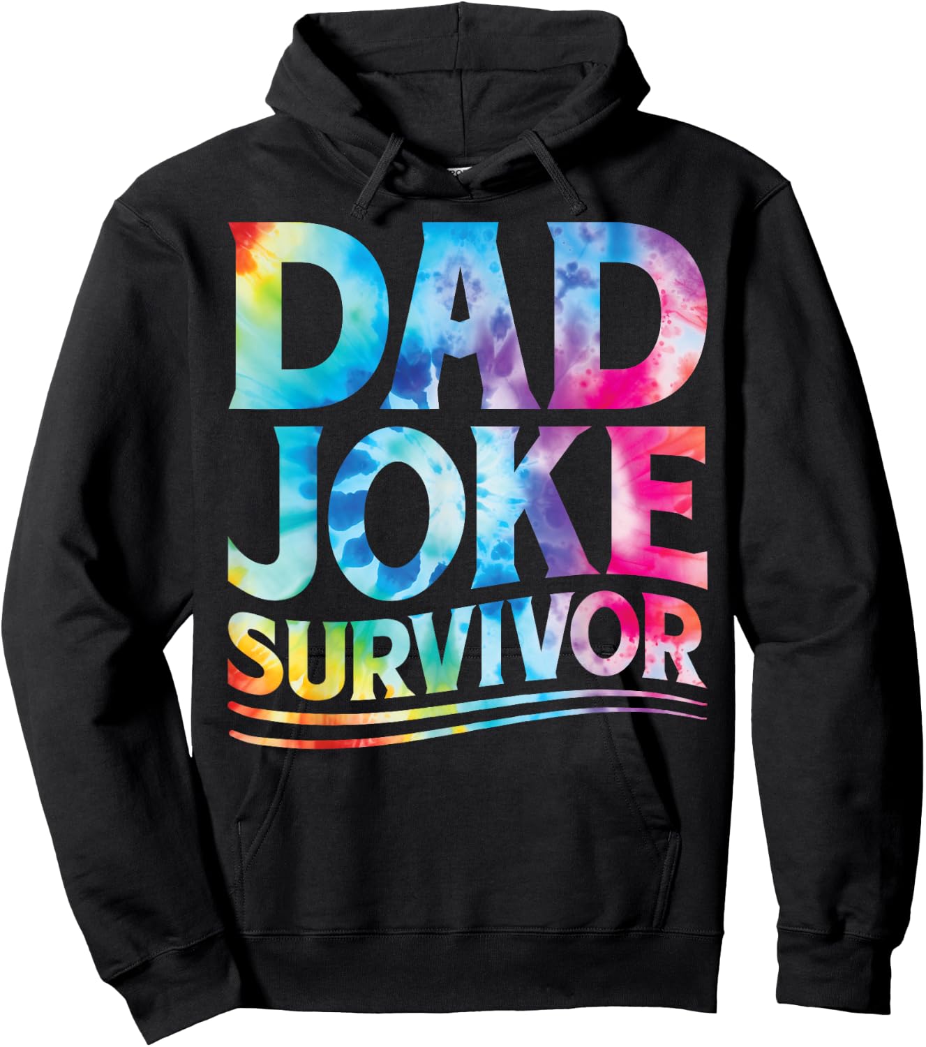 Kids Dad Joke Survivor Tie Dye Matching Father Son Dad Jokes Hoodie - Hoodie | Black