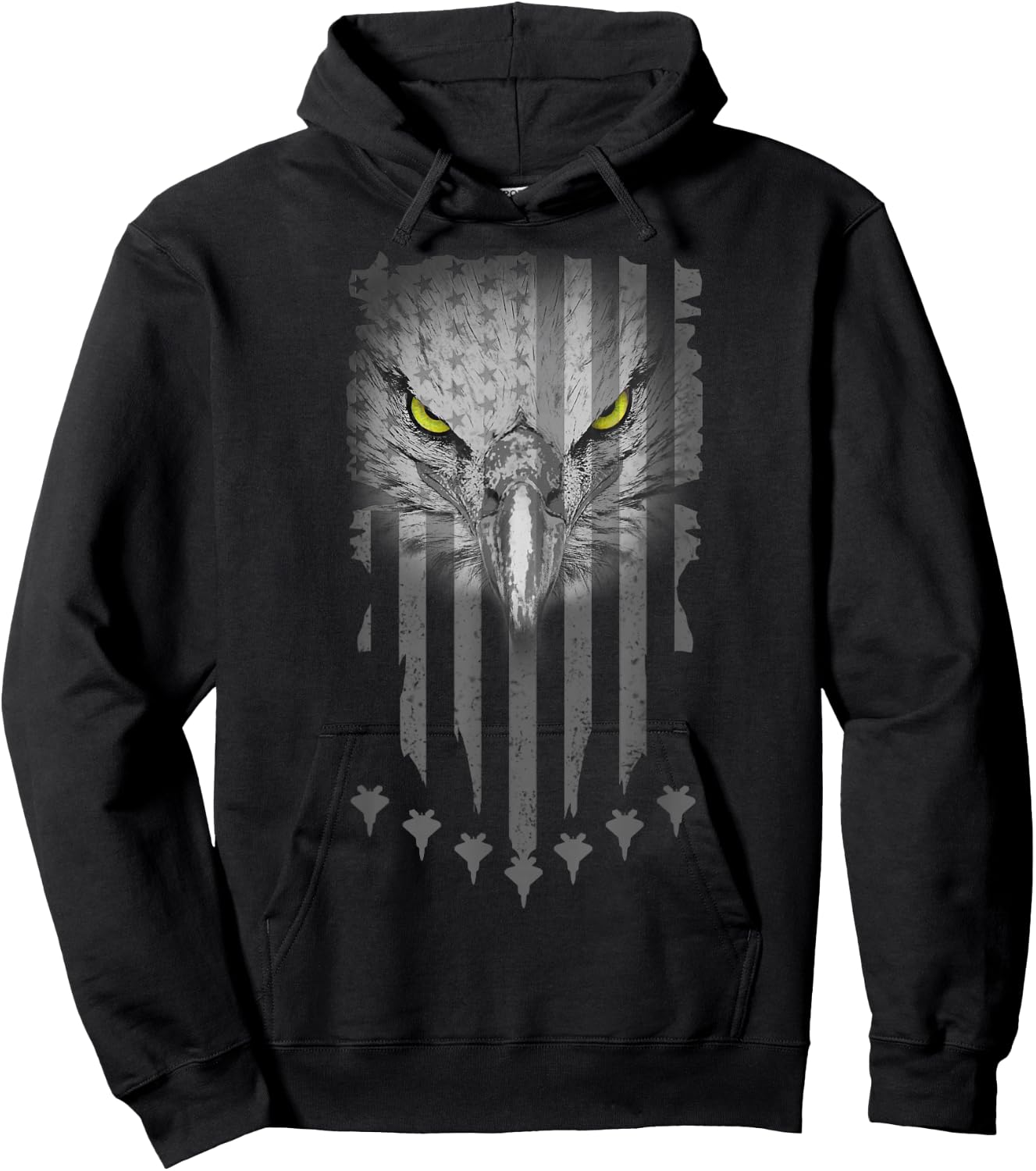 Patriotic Eagle Fighter Jets Fourth of July American Flag Hoodie - Hoodie | Black