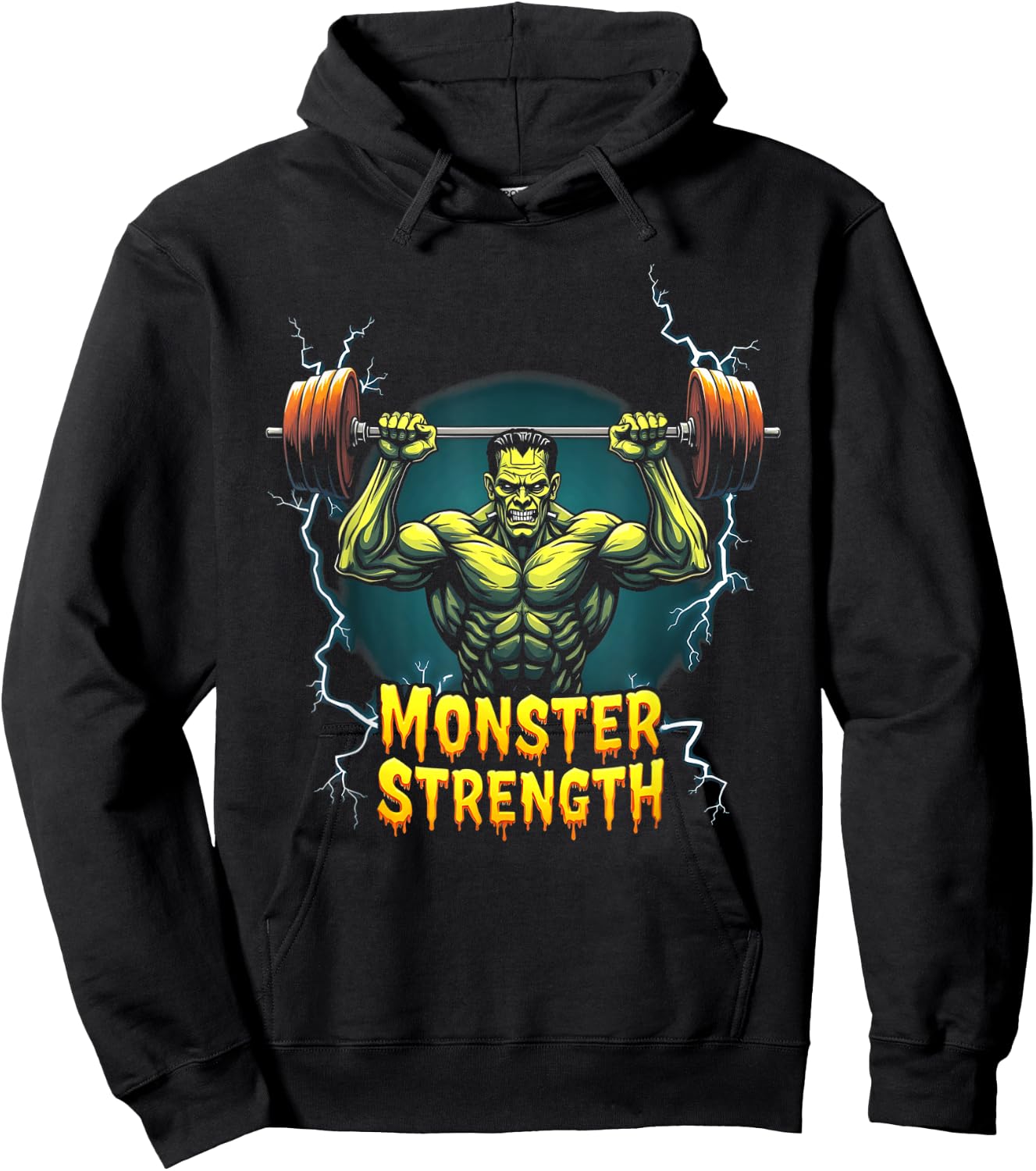 Frankenstein Monster Halloween Gym Workout Monster Strength Hoodie - Hoodie | Black