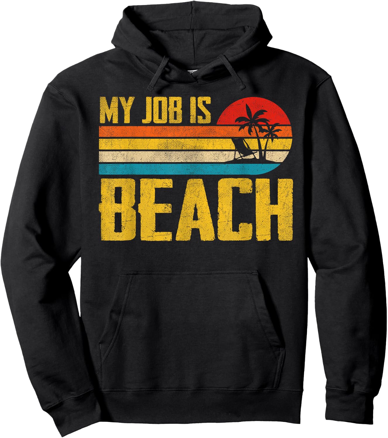 My Job Is Beach Funny Retro Summer Vacation Beach Women Hoodie - Hoodie | Black
