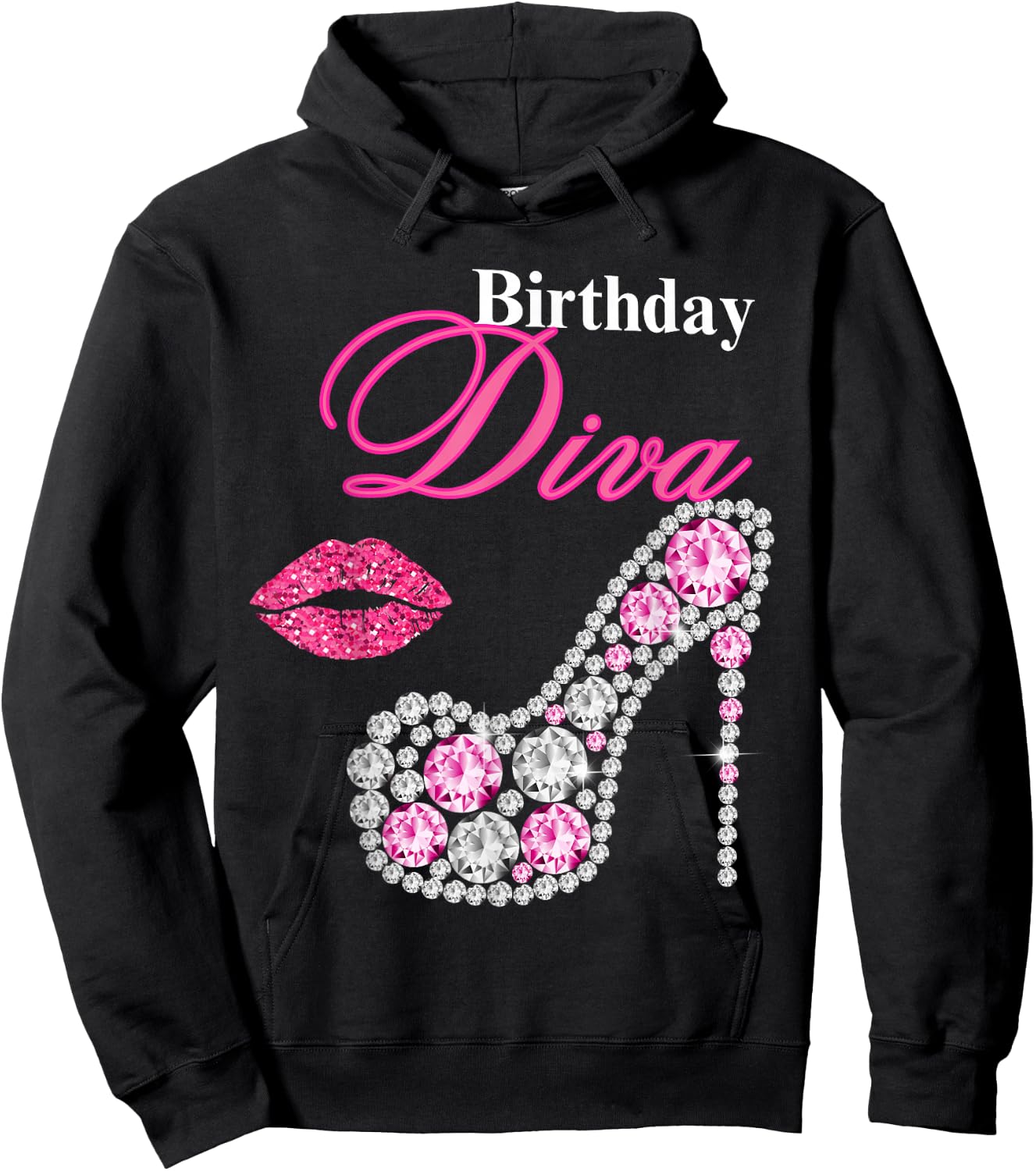 Hot Pink Lips Gifts High Heel Afro Diva Birthday Melanin Hoodie - Hoodie | Black
