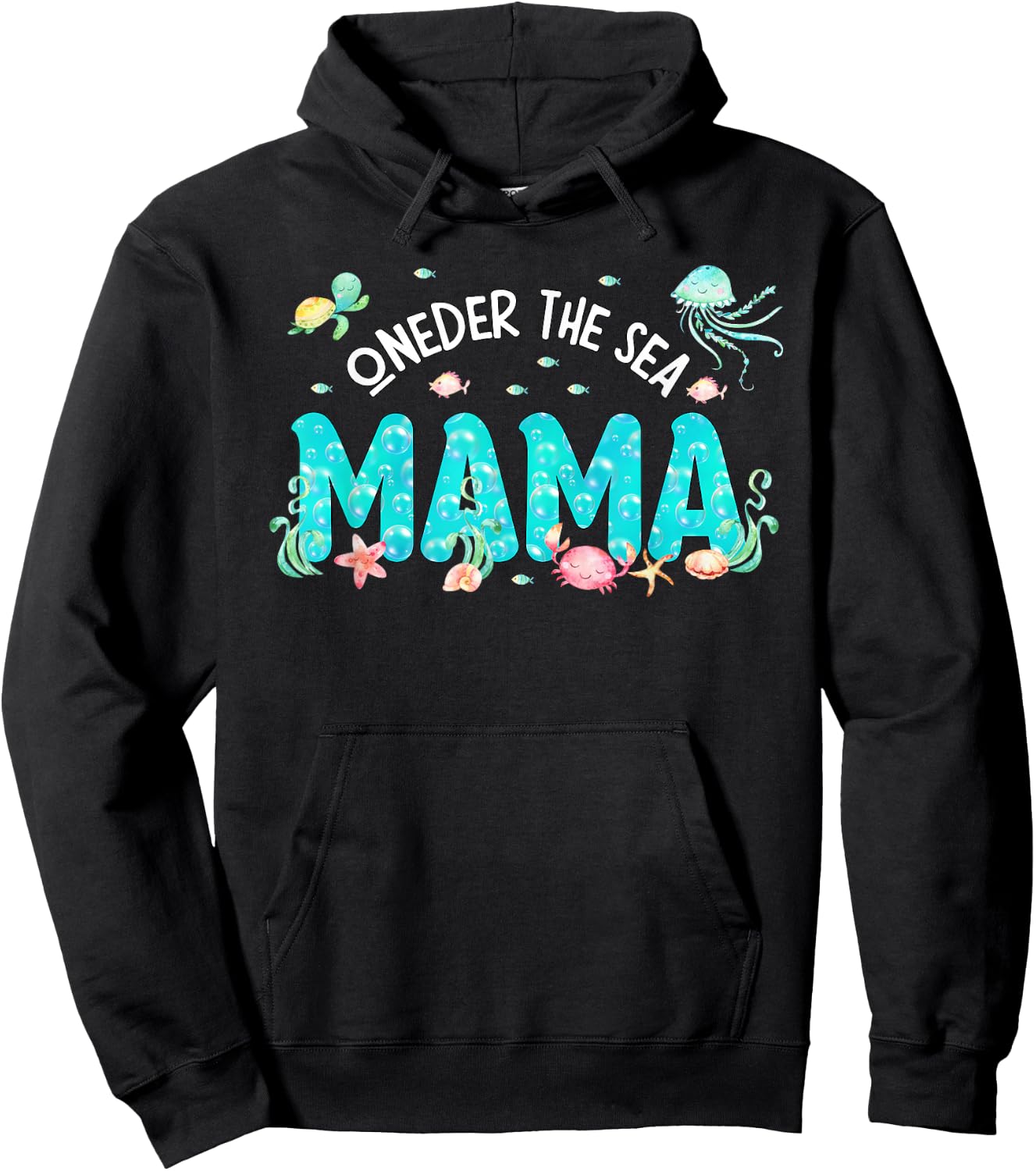 Under Sea Mama Birthday Girl Boy Matching Family Party Hoodie - Hoodie | Black