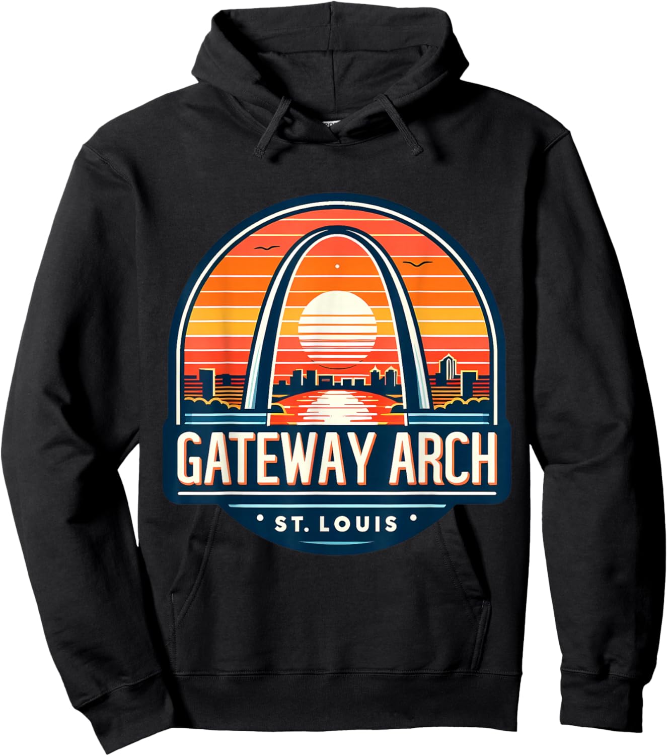Adult Missouri Gateway Arch Vintage Black Small Hoodie - Hoodie | Black