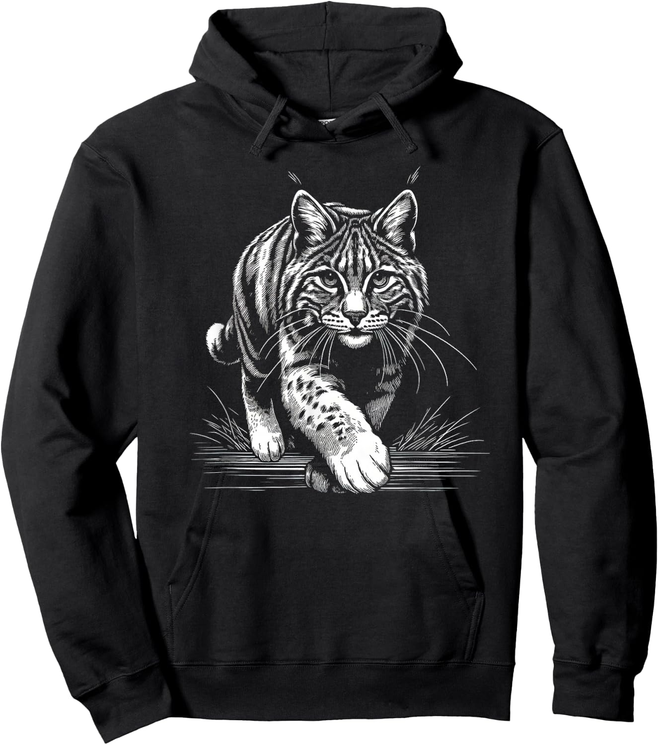 Running Bobcat Graphic Design and Men Hoodie - Hoodie | Black