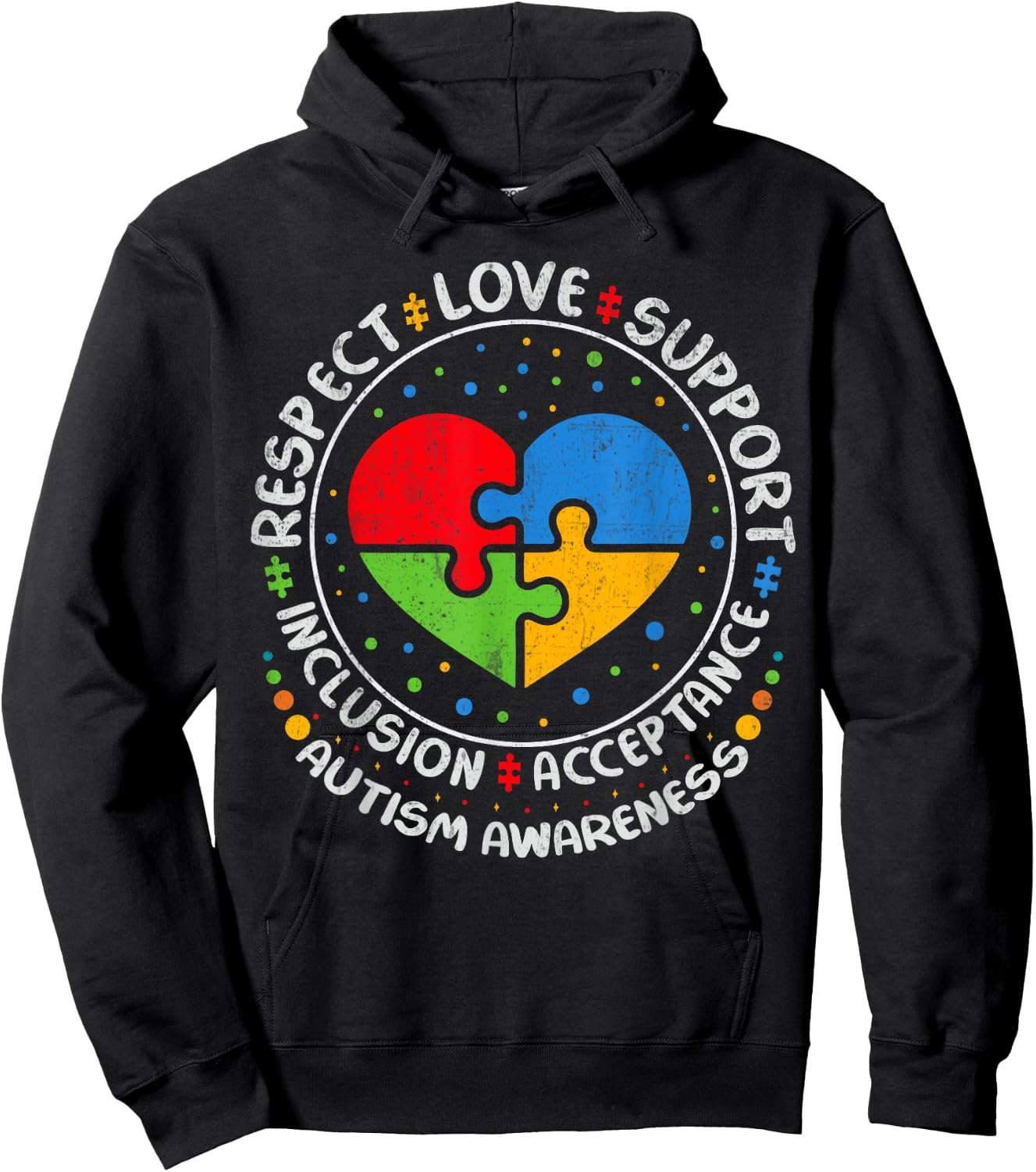 Autism Awareness Month Love Respect Support Blue Autism Hoodie - Hoodie | Black