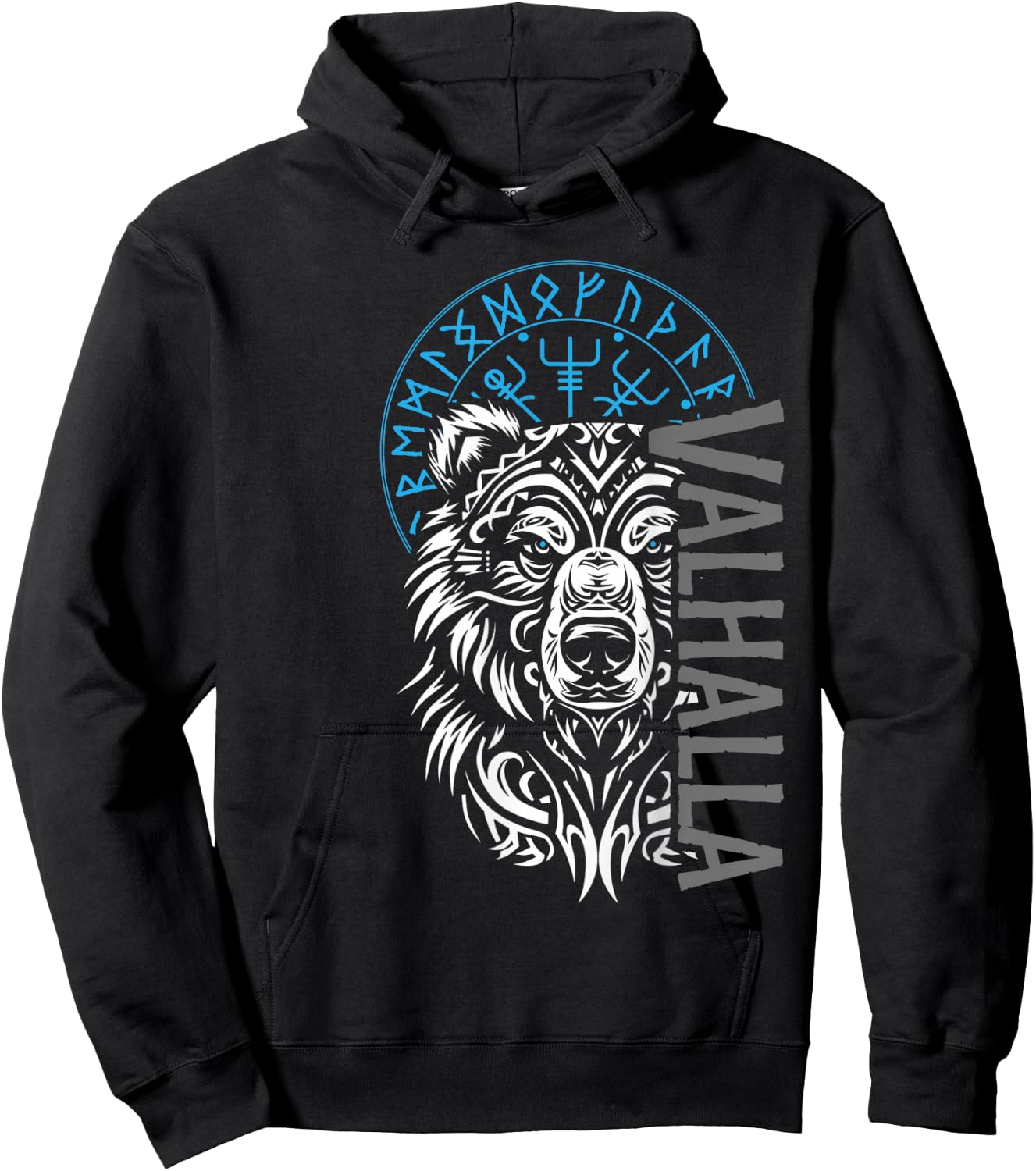Valhalla & Viking Compass - Nordic Bear Design Hoodie - Hoodie | Black