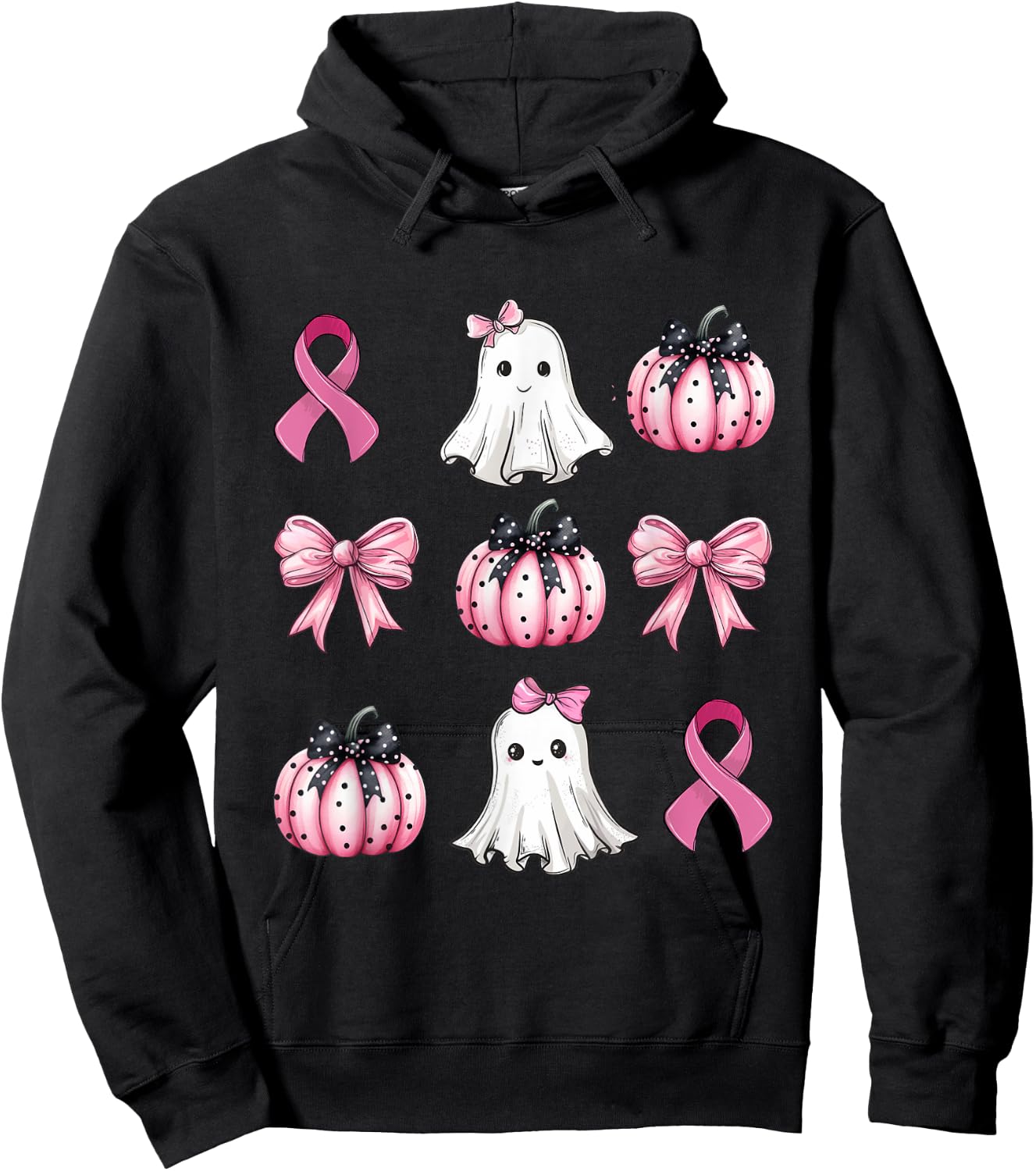 Breast Cancer Awareness Coquette Pink Pumpkin Rippon Women's Hoodie - Hoodie | Black