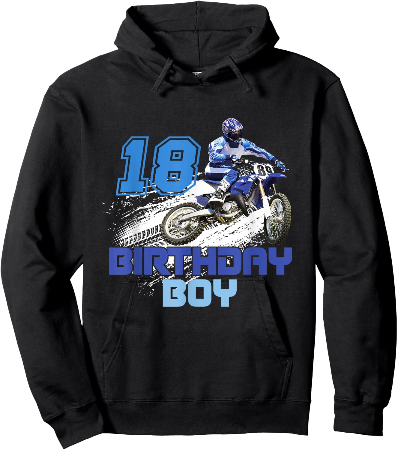 Kid Dirt Bike Rider 18 Years Old Motocross 18th Birthday Boy Hoodie - Hoodie | Black