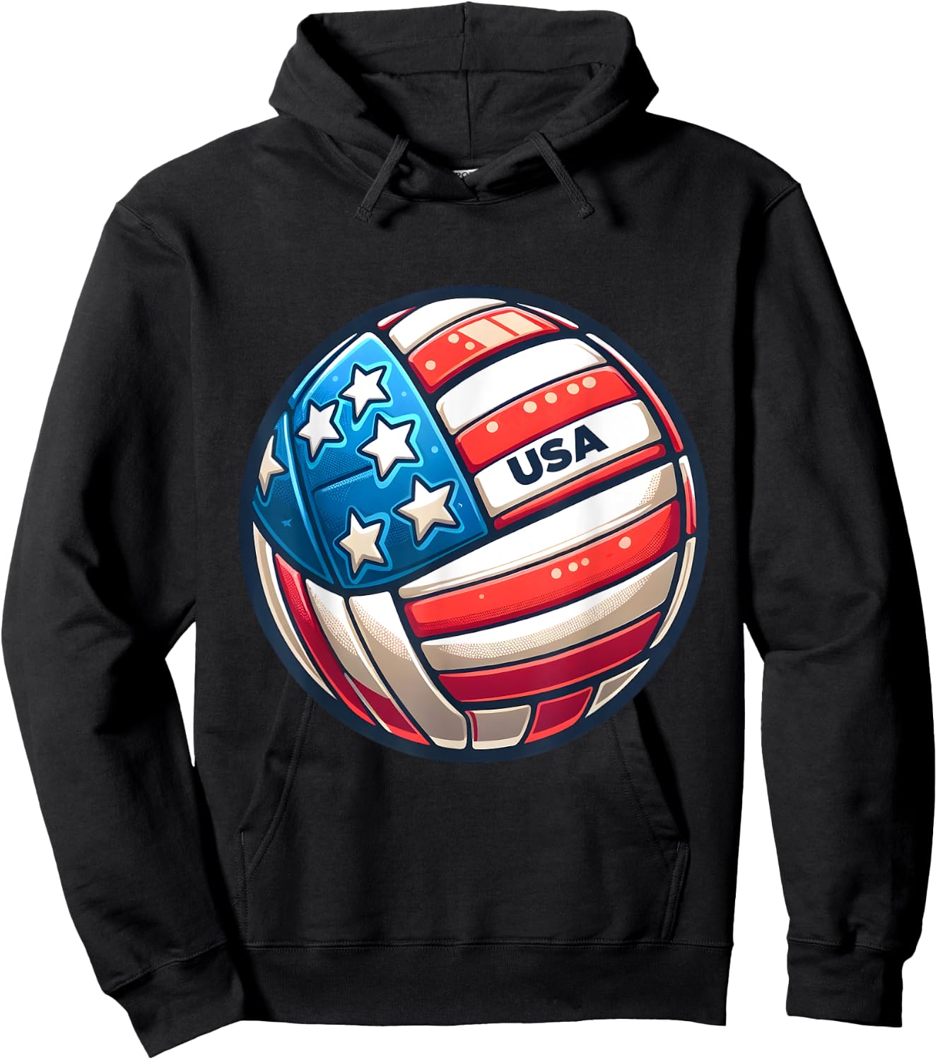 Volleyball Support Team Flag USA Beach American Men Women Kids Hoodie - Hoodie | Black