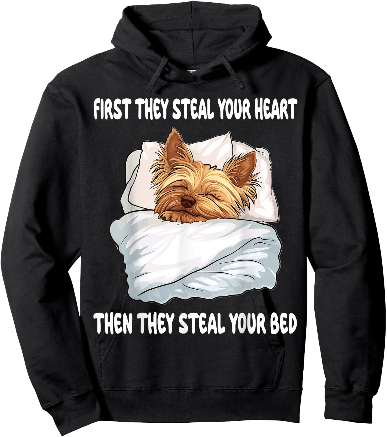 Yorkshire Terrier Yorkie Sleeping Pajamas Nightgown Hoodie - Hoodie | Black
