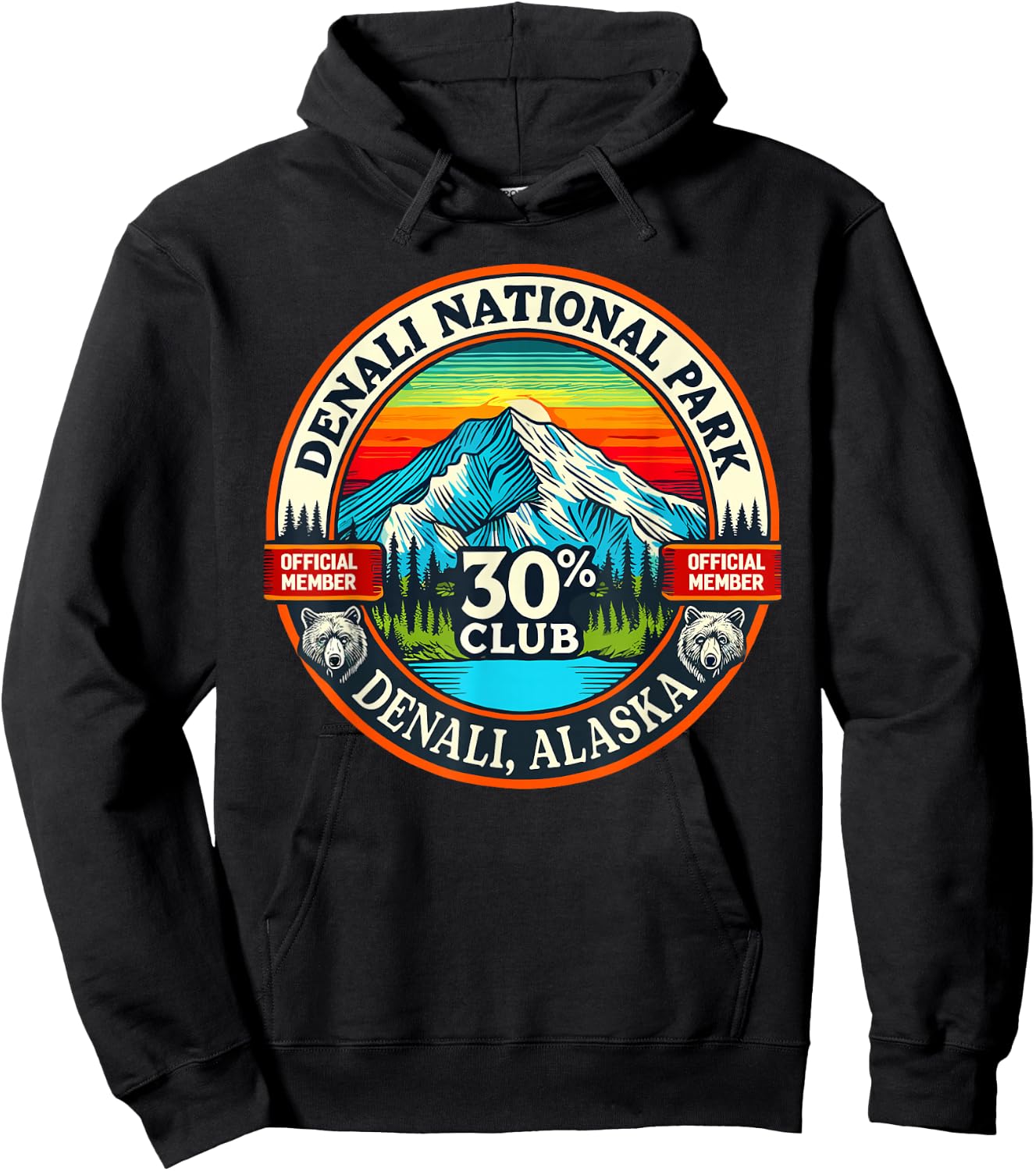Denali 30% Club Shirt Alaska National Park Souvenir Hoodie - Hoodie | Black
