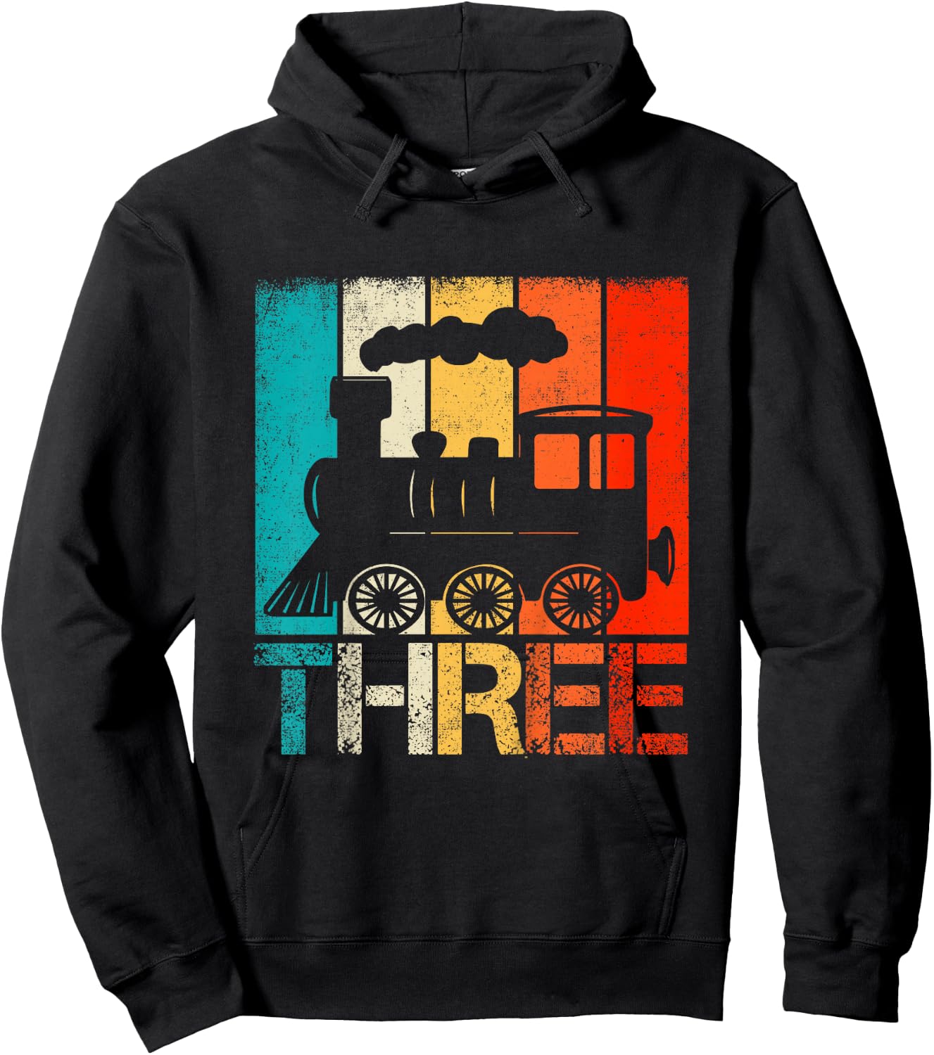 Kids 3 Year Old Boy Trains Birthday 3rd Birthday Locomotive Train Hoodie - Hoodie | Black