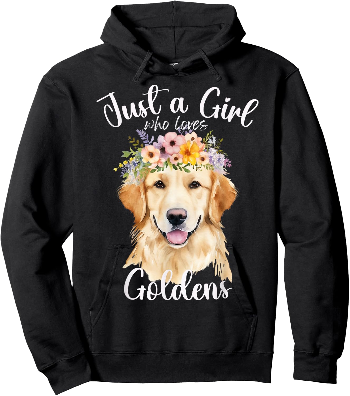 Just a Girl Who Loves Golden Retrievers Dogs kids teens Hoodie - Hoodie | Black