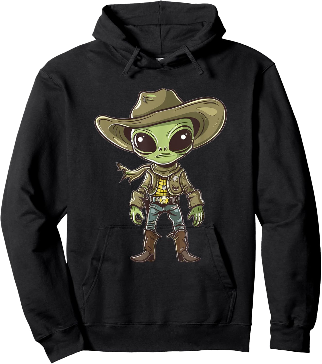 Cute Alien Cowboy Hoodie - Hoodie | Black