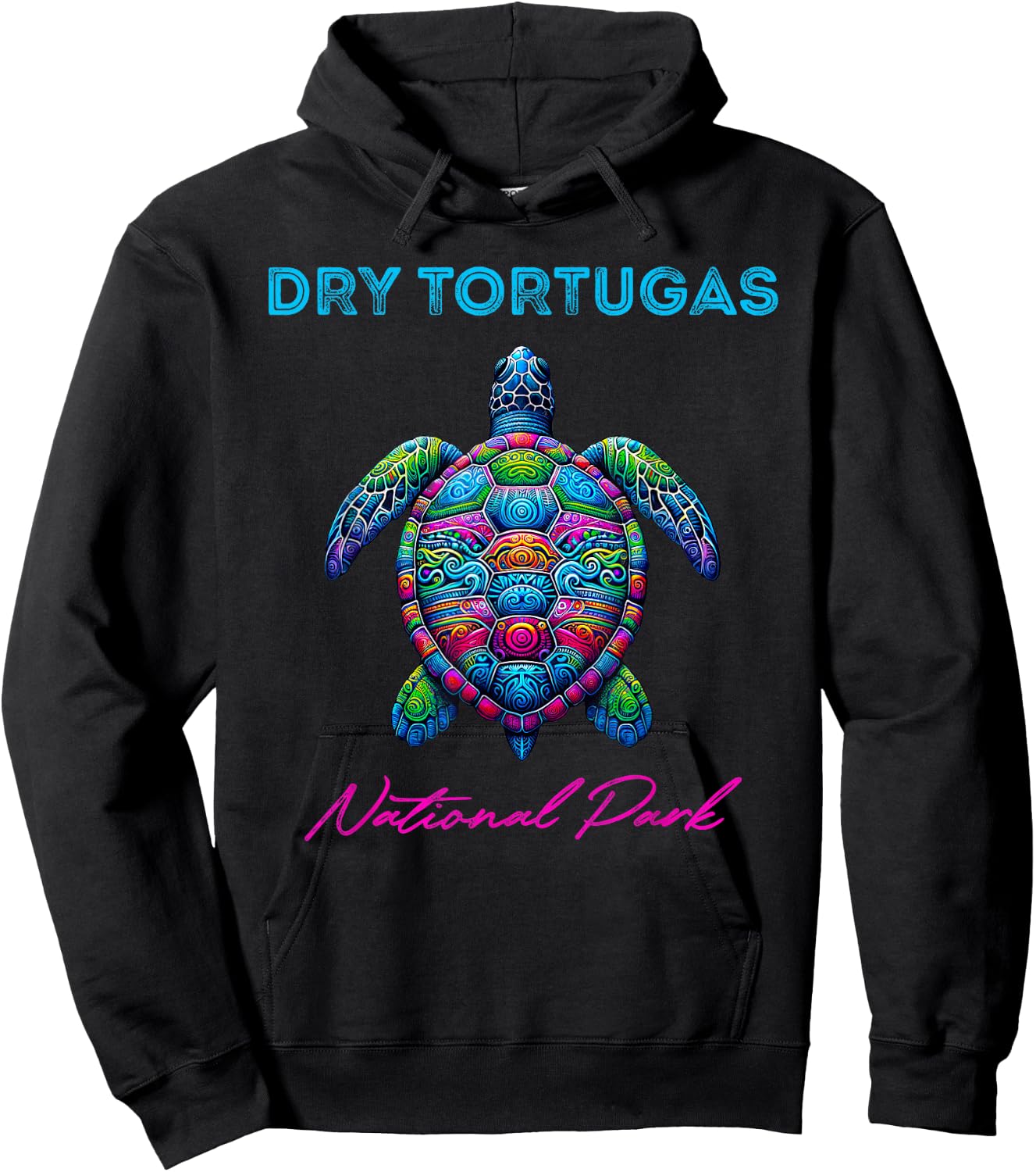 Dry Tortugas National Park Tribal Beach Sea Turtle Hoodie - Hoodie | Black