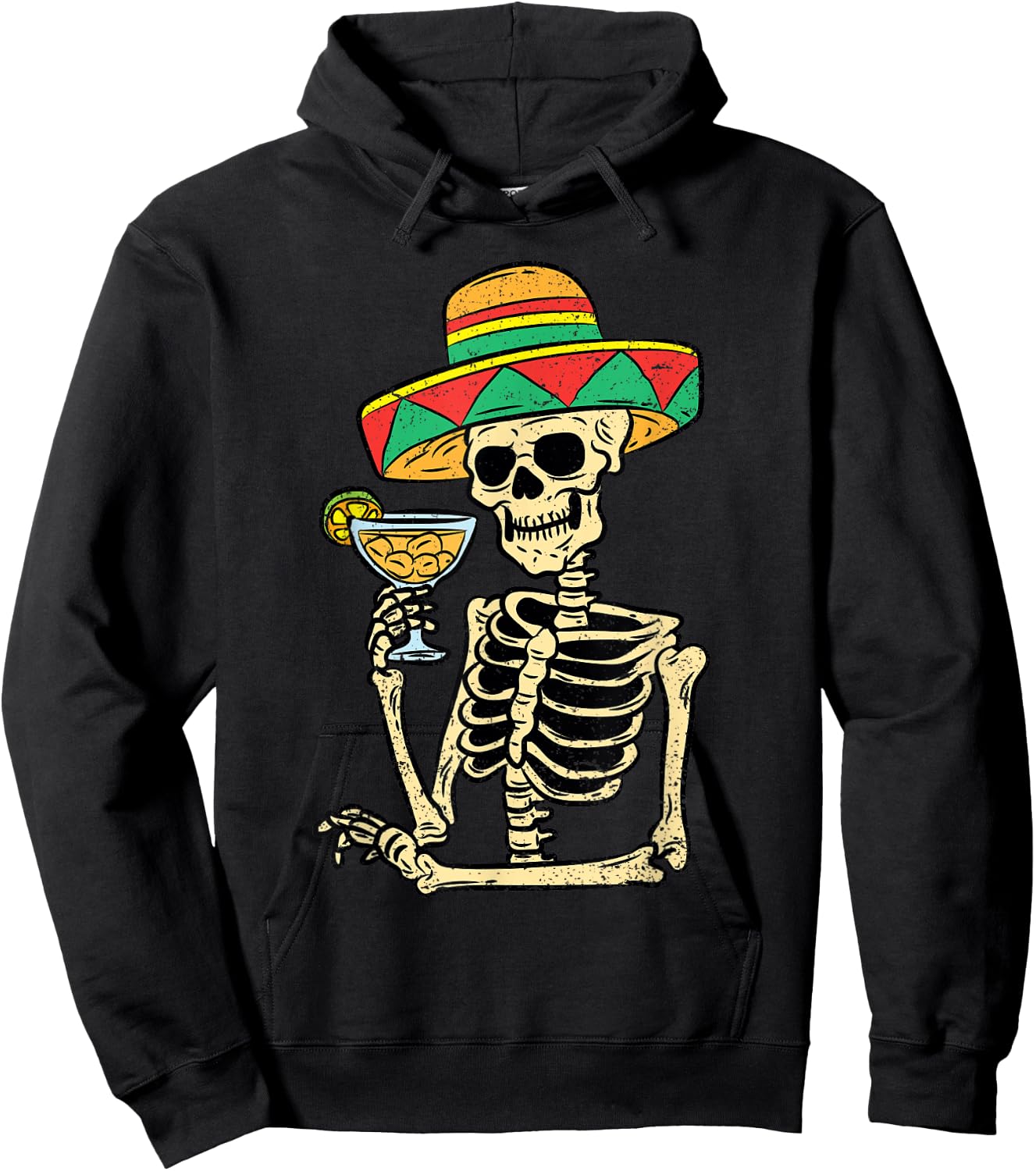 Mexican Skeleton Sombrero Cinco De Mayo Fiesta Men Women Hoodie - Hoodie | Black