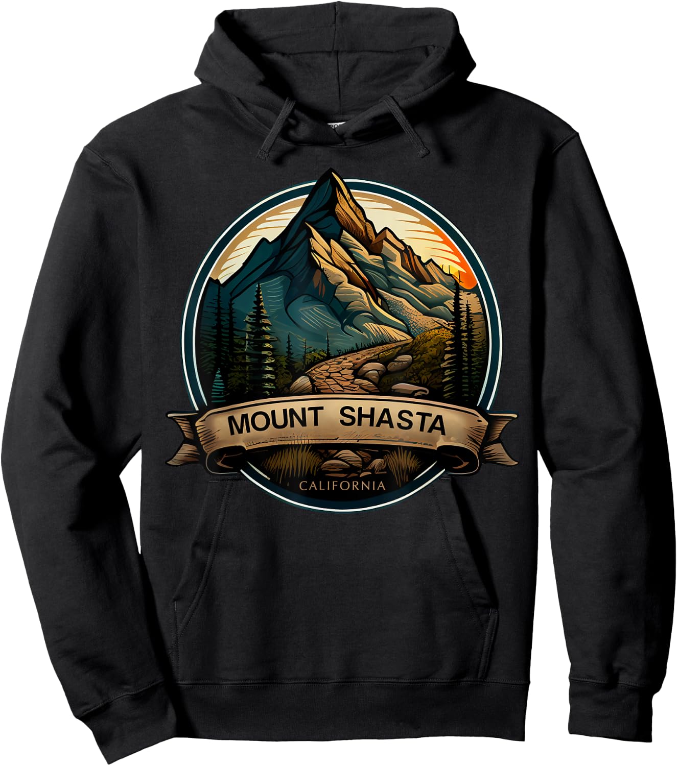 Mount Shasta California Souvenir Hiking Hoodie - Hoodie | Black