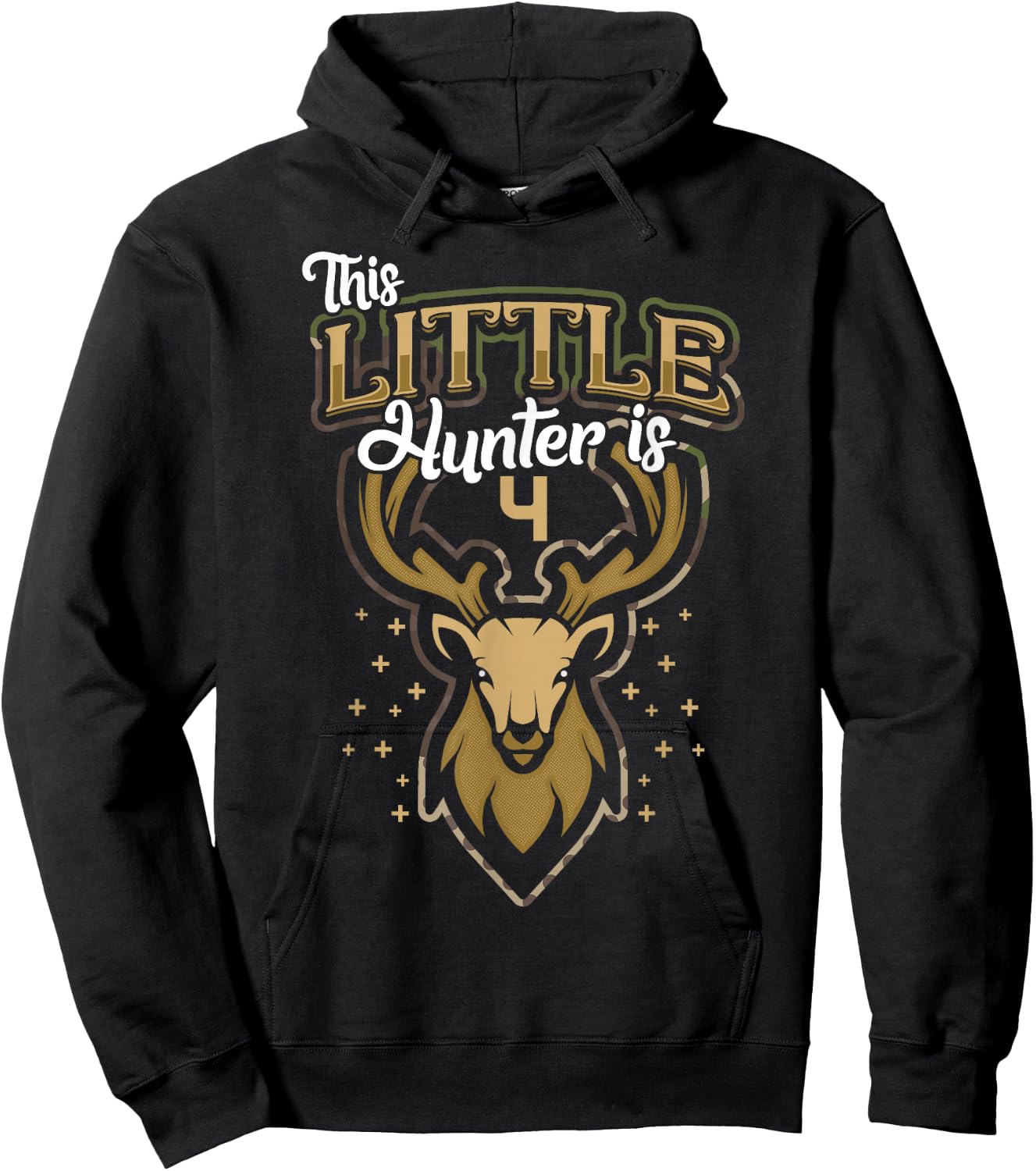 4th Birthday Shirt Hunting Boy Deer Hunter Gift 4 Years Old Hoodie - Hoodie | Black