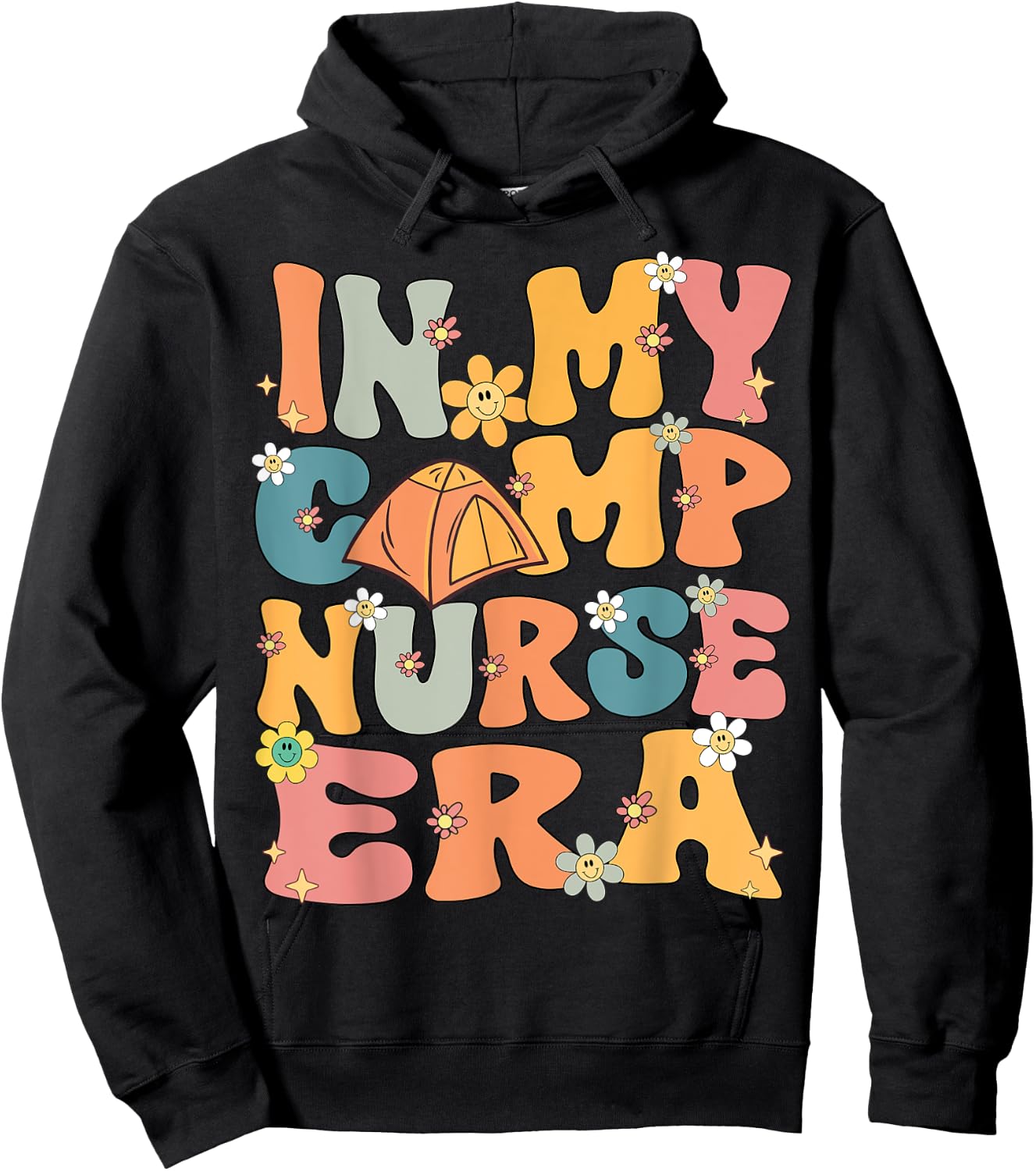 In My Camp Nurse Era Retro Groovy Summer Camp Nurse Cute Women Kids Hoodie - Hoodie | Black
