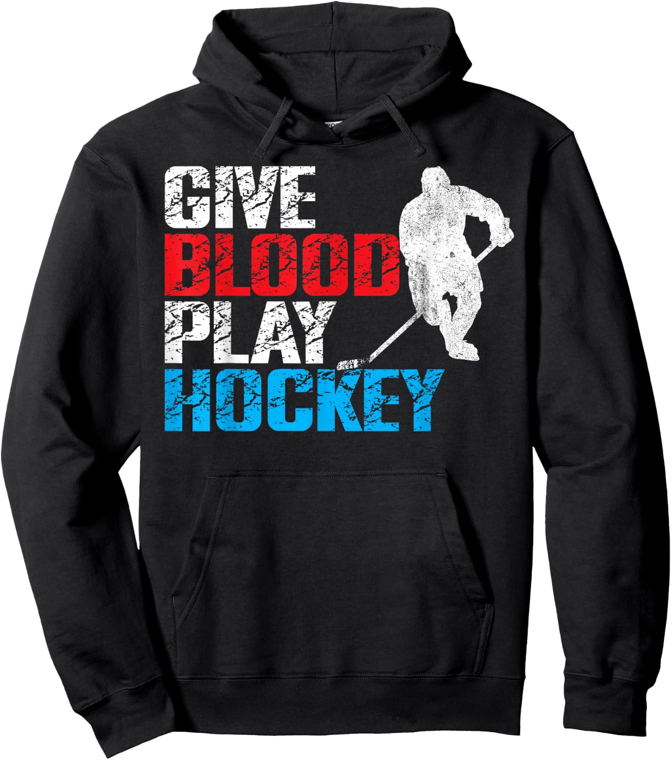 Ice Hockey Vintage Give Blood Play Hockey Hoodie - Hoodie | Black