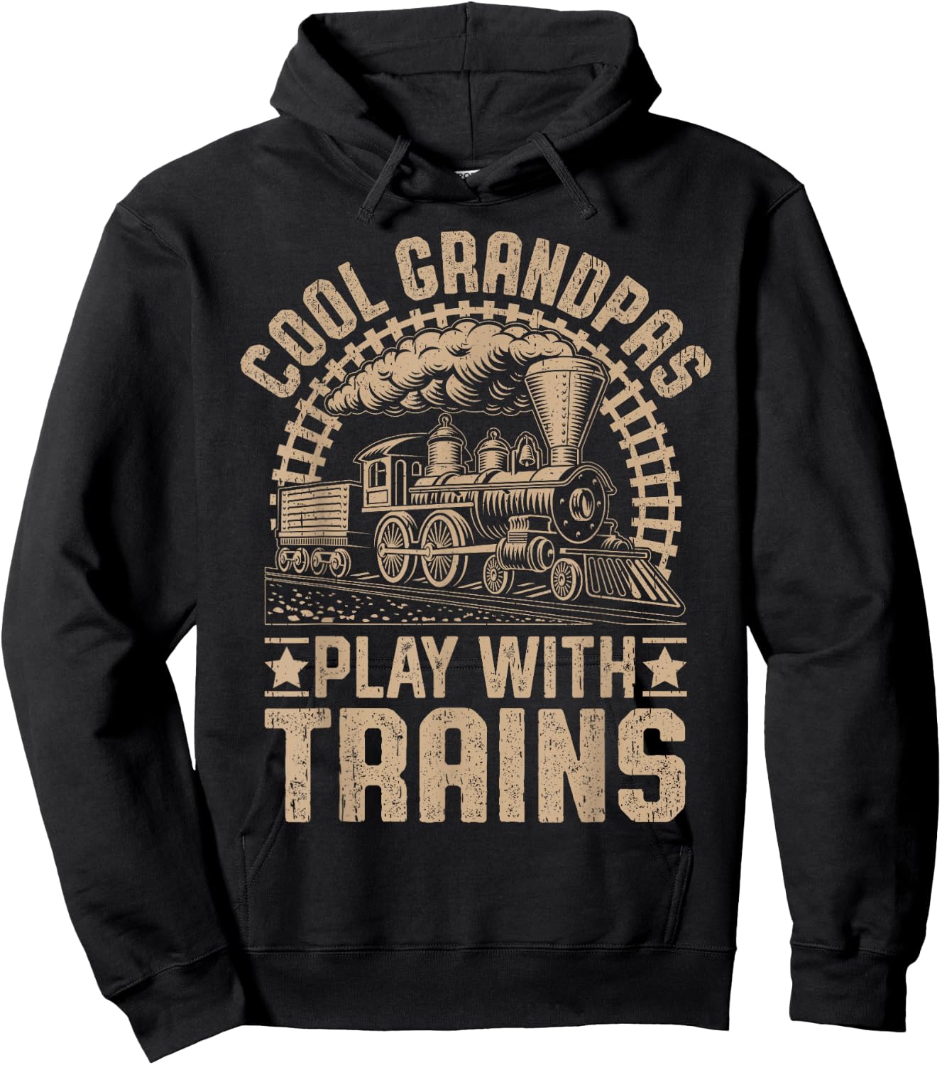 Cool Grandpas Play With Trains Locomotives Trains Grandpa Hoodie - Hoodie | Black