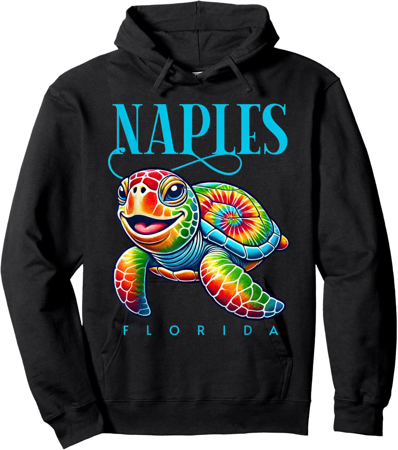 Naples Florida Smiling Tie Dye Sea Turtle Hoodie - Hoodie | Black
