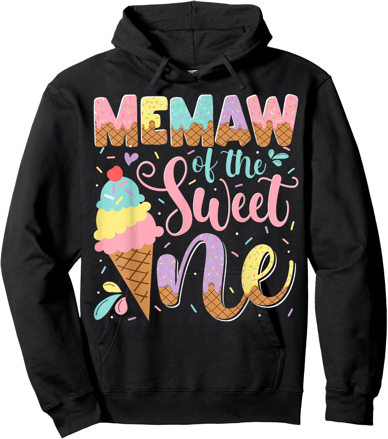 Memaw Of The Sweet One Ice Cream 1St Birthday Party Hoodie - Hoodie | Black