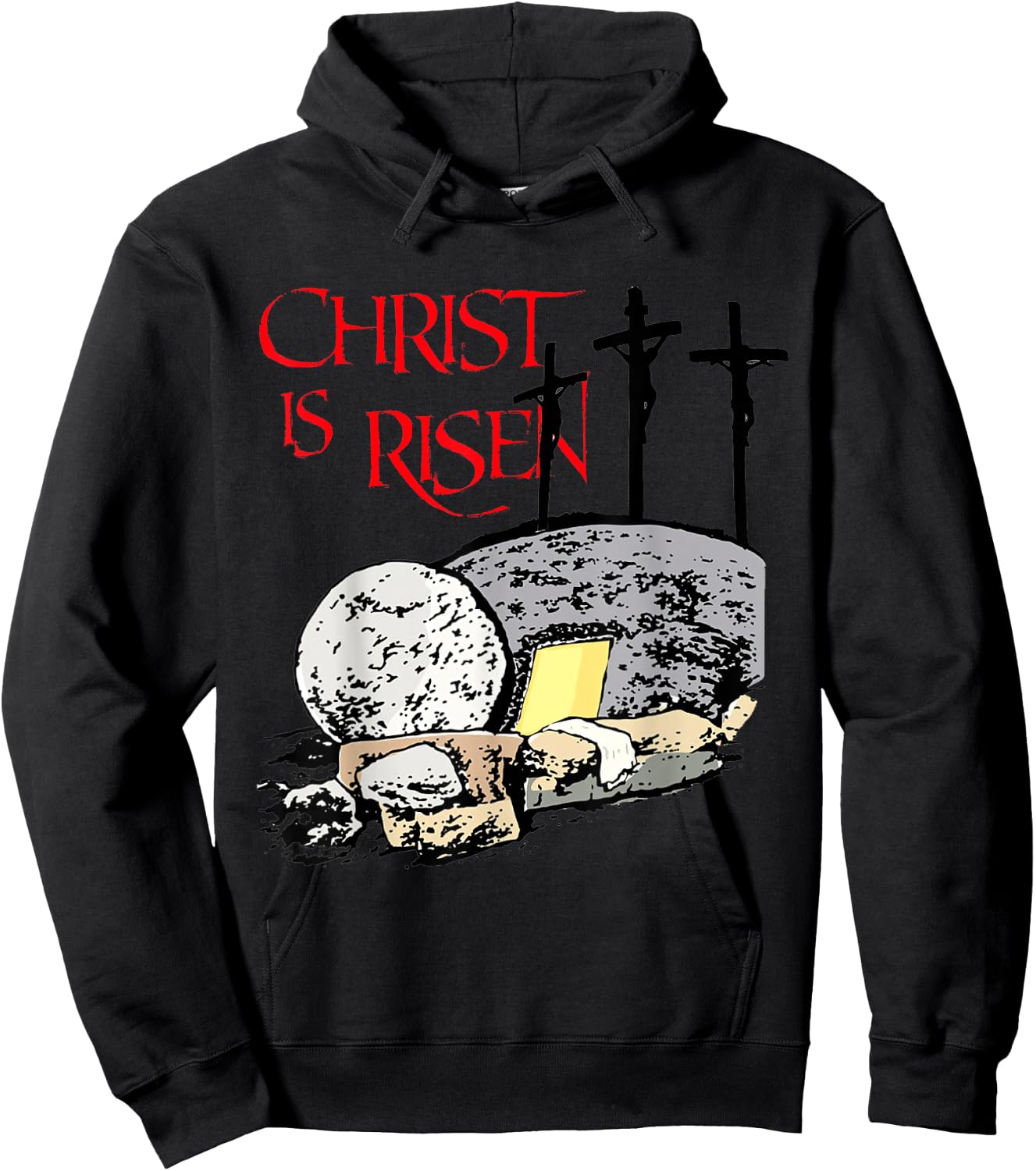 Christ Is Risen Empty Tomb Cross Jesus Risen Easter Men Hoodie - Hoodie | Black