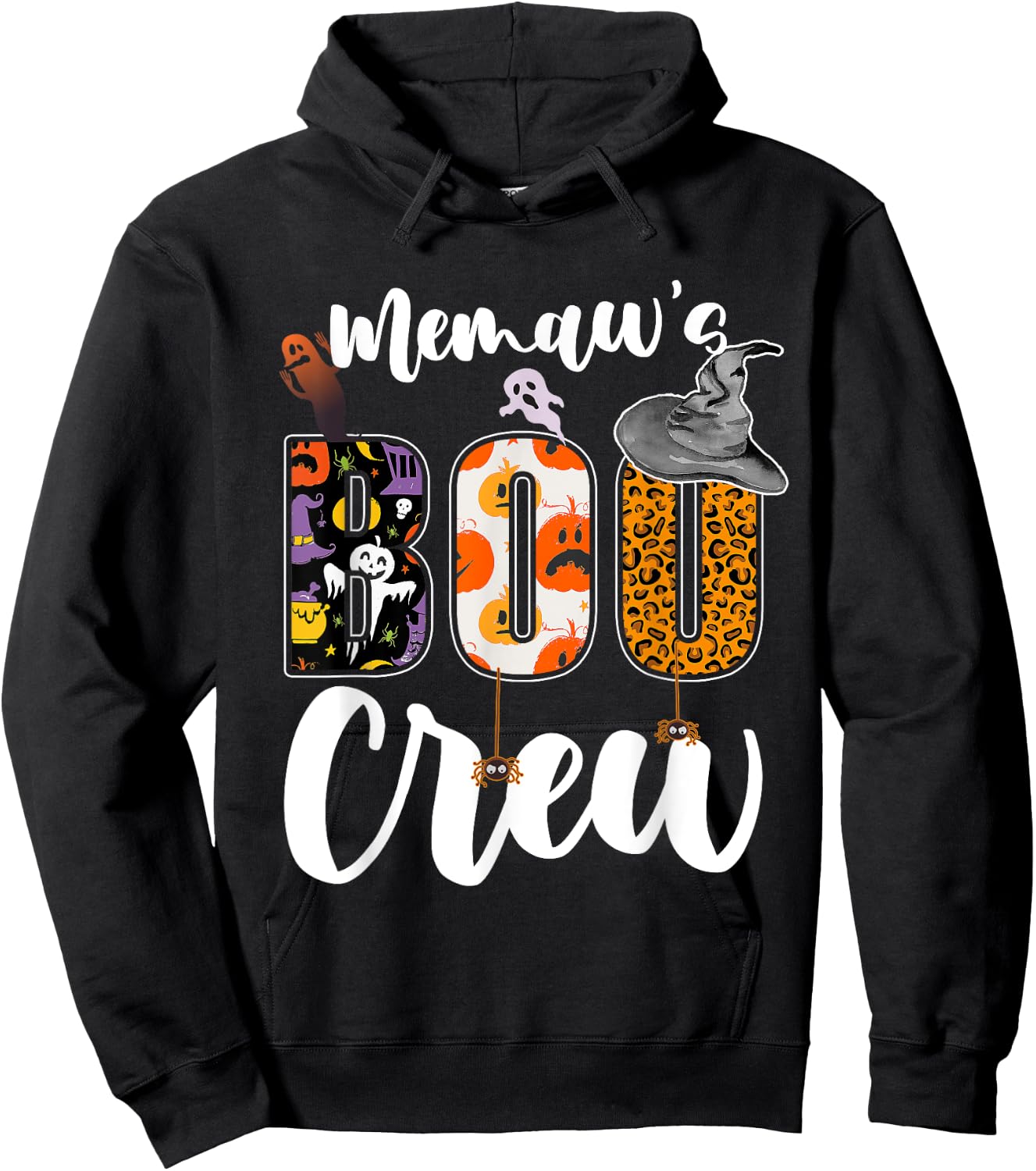 Memaw's Boo Crew Halloween Grandma Grandkids Matching Hoodie - Hoodie | Black