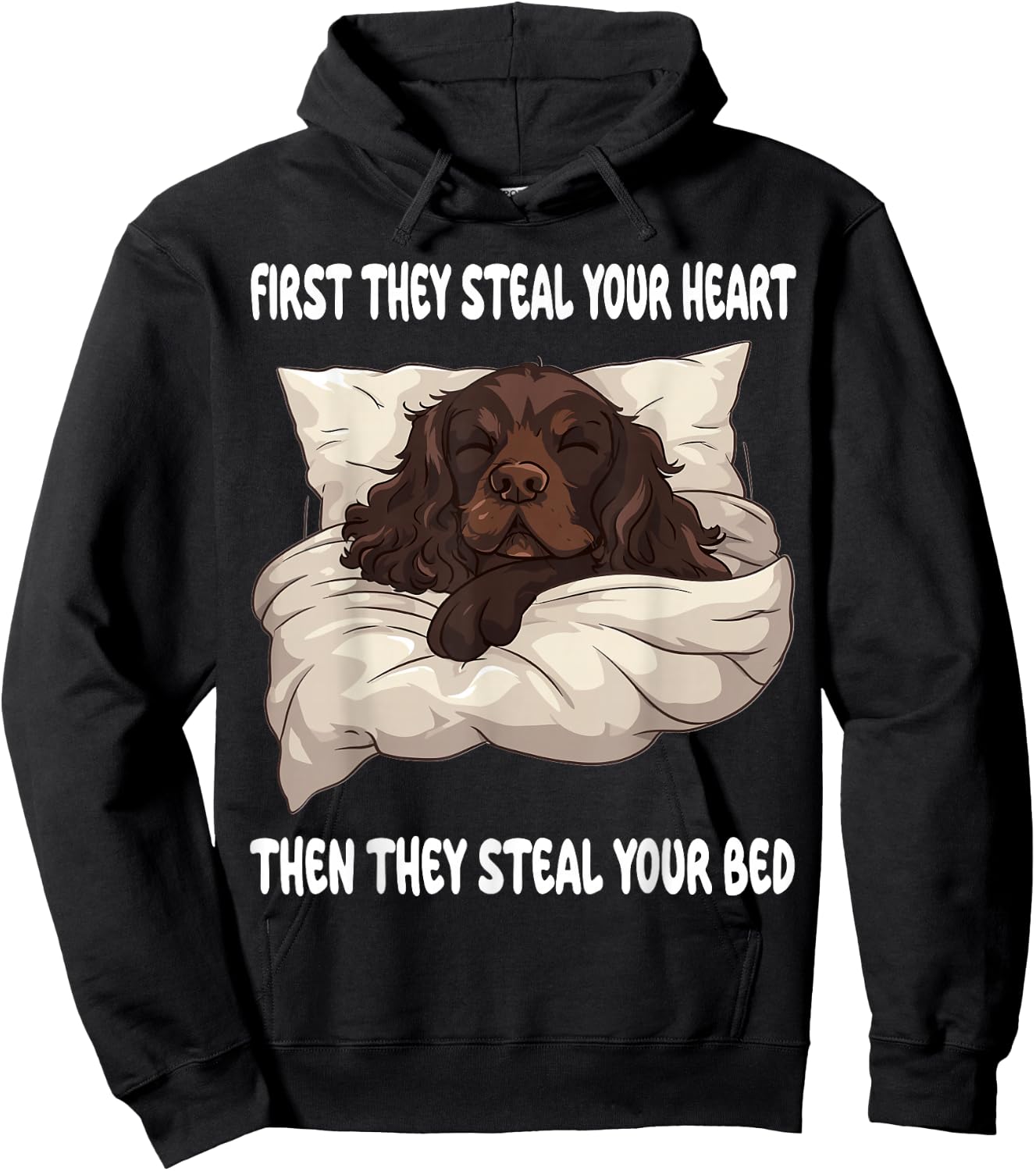 Boykin Spaniel Sleeping Pajamas Nightgown Hoodie - Hoodie | Black