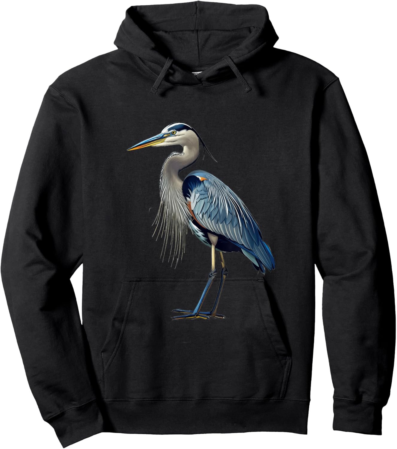 Great Blue Heron Round Image Hoodie - Hoodie | Black