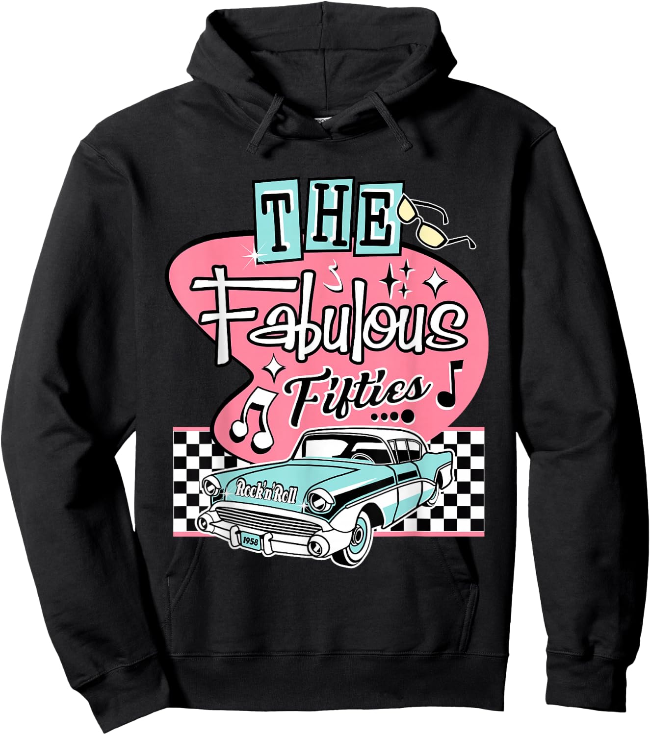 50s Rockabilly Vintage 1950s Clothing Men Sock Hop Hoodie - Hoodie | Black