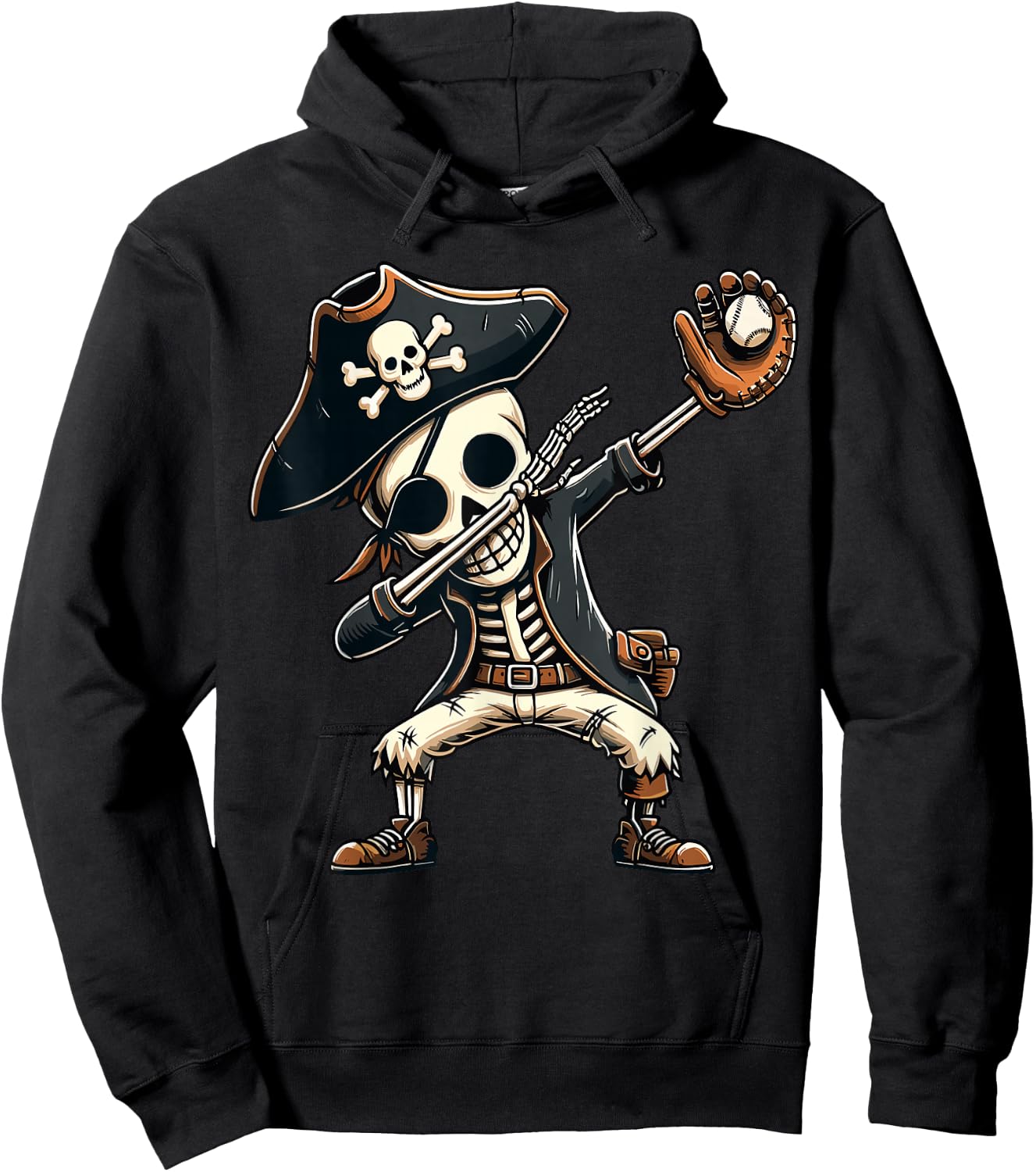 Dabbing Skeleton Pirate Baseball Kids Hoodie - Hoodie | Black