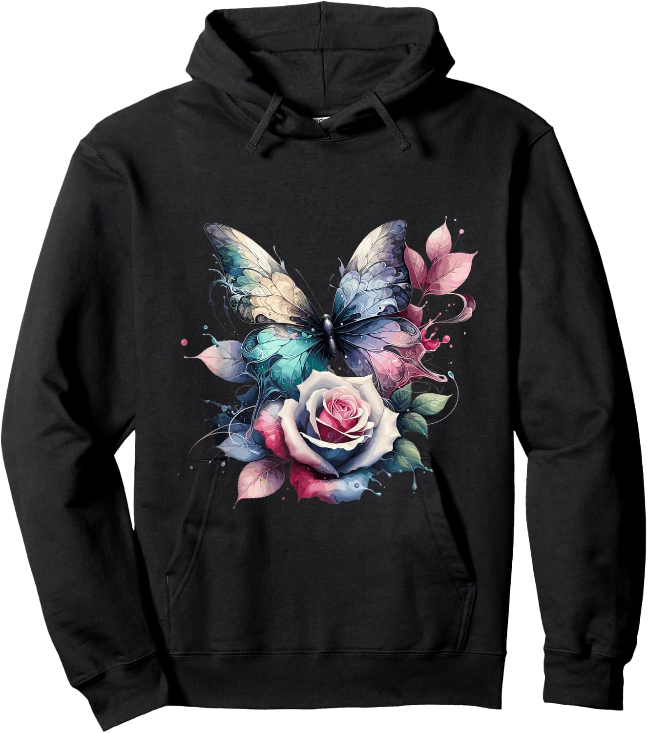 Butterfly Rose Flower Cell Phone Button Pop Up Holder Hoodie - Hoodie | Black