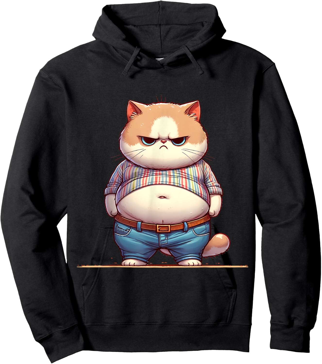 Funny Fat Cat Graphic Fat Kitten Design Chubby Cat Lover Women Girls Kids Hoodie - Hoodie | Black